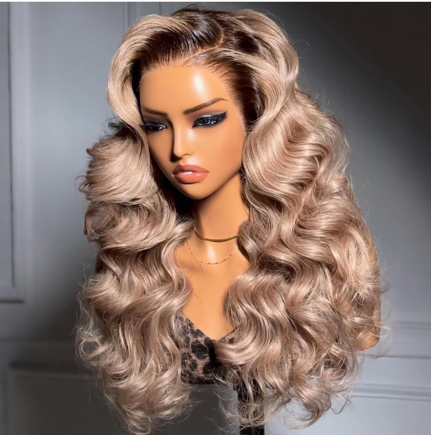 SIYUSI Ash Blonde Wig Human Hair Brown Roots Ombre Blonde 13x6 HD Lace Front Wig Body Wave Pre Plucked Natural Hairline for Black Women 26 Inch