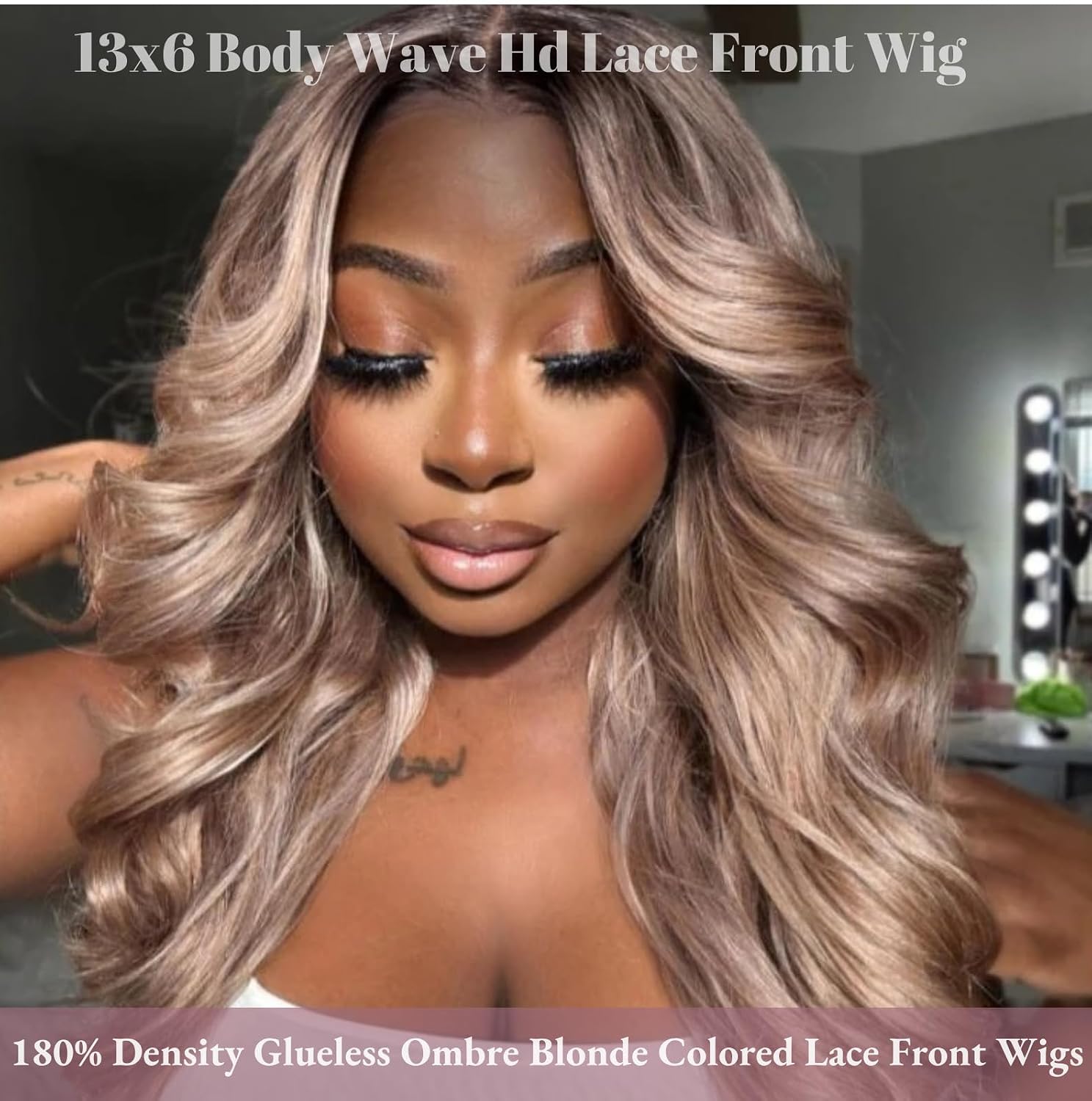 SIYUSI Ash Blonde Wig Human Hair Brown Roots Ombre Blonde 13x6 HD Lace Front Wig Body Wave Pre Plucked Natural Hairline for Black Women 26 Inch