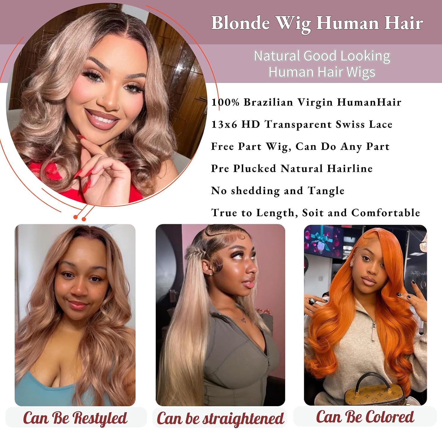 SIYUSI Ash Blonde Wig Human Hair Brown Roots Ombre Blonde 13x6 HD Lace Front Wig Body Wave Pre Plucked Natural Hairline for Black Women 26 Inch