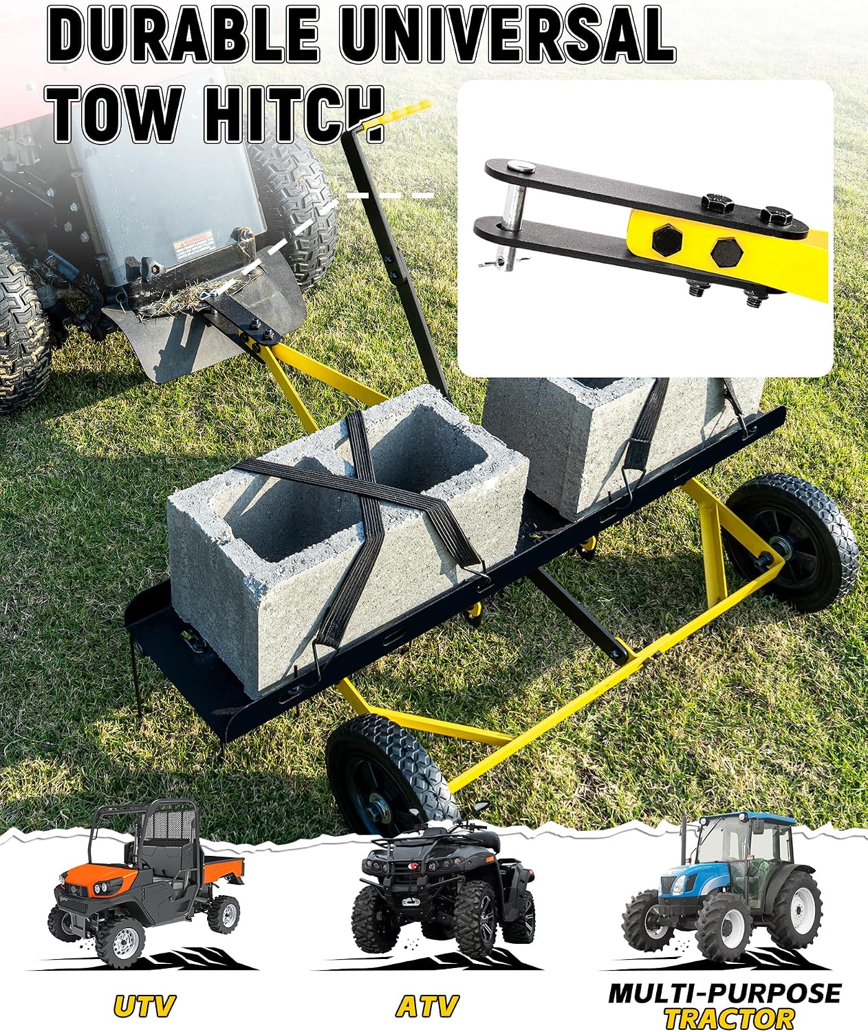 BlumeTrec Tow Behind Dethatcher. Pull Behind Lawn Dethatcher with Spring Steel Tines. Grass Dethatcher. Removes Thatch. Riding Lawn Tractor for Large Lawns. Yard and Garden Care. 40 Inch
