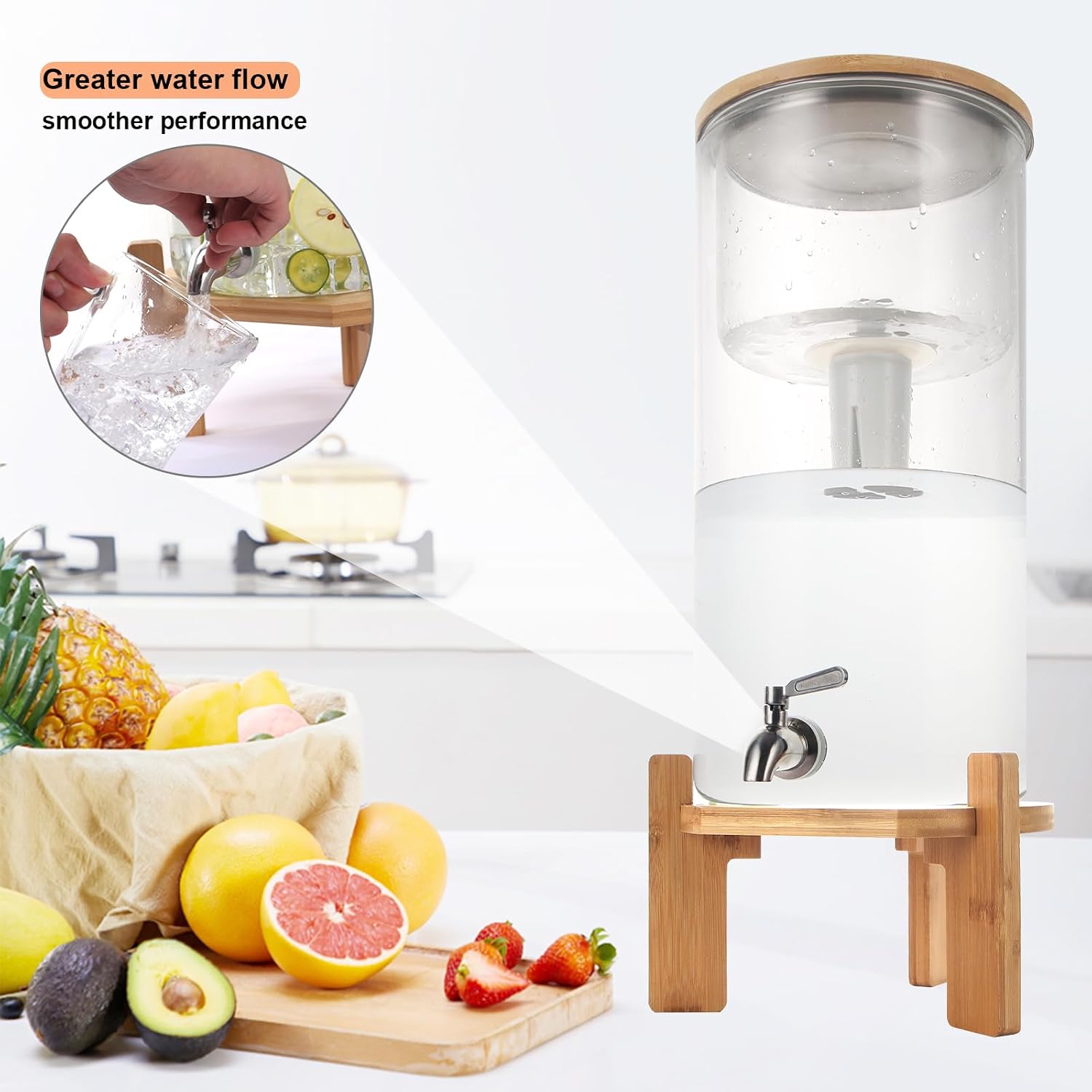 Glass Water Filter Pitcher.3.25 Gallon Water Filter Dispenser with Filter.BPA-Free.Reduces Chlorine and More.Softens the Water.Large Clearly Filtered Water Pitcher for Home.Office and Kitchen