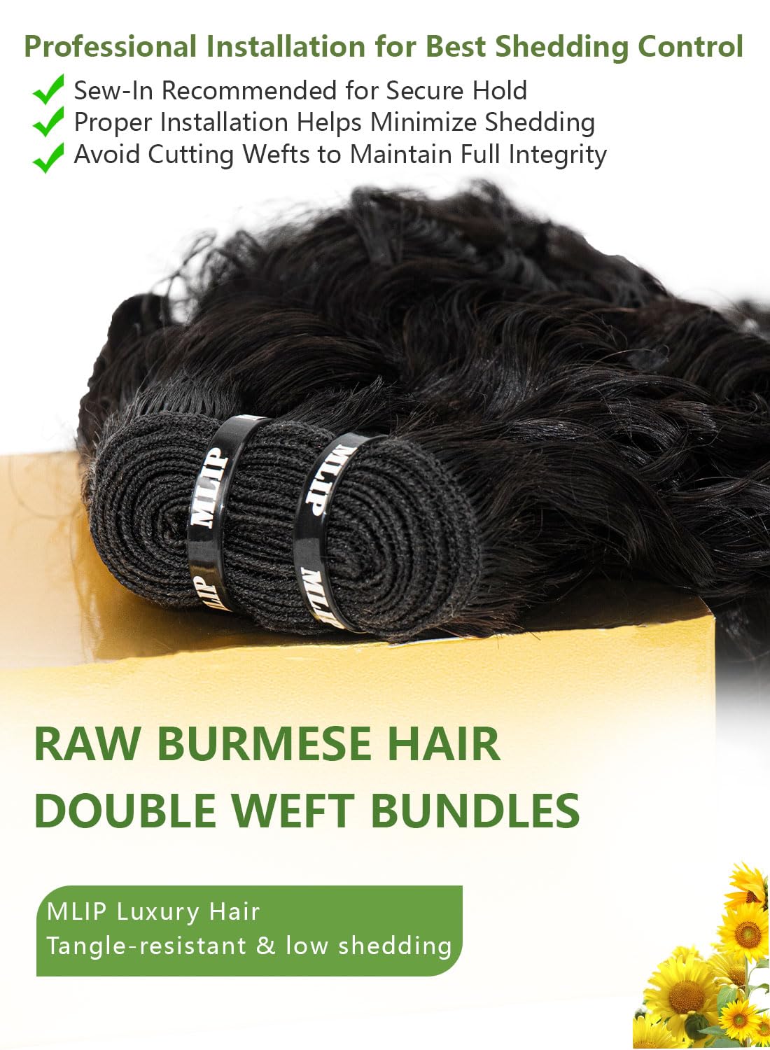 MLIP Burmese Curly Bundles Human Hair. 100% Raw Virgin Hair | Cuticle Aligned Thick From Root to Tip. Moisture Retaining Bouncy Curls. Low Shedding. 3 Bundles 16 18 20 Inch Sew In Weave