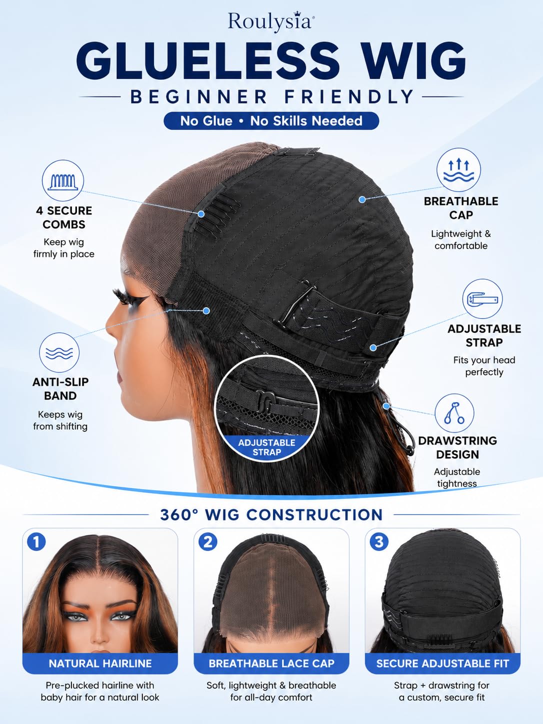 26 inch 7x6 Glueless Wigs Human Hair Pre Plucked Pre Cut 1B/30 Body Wave | Ombre Lace Front Wig Human Hair 180% density.pre-plucked & pre-cut. Glueless Wear & Go. Adjustable drawstring. Silky & soft