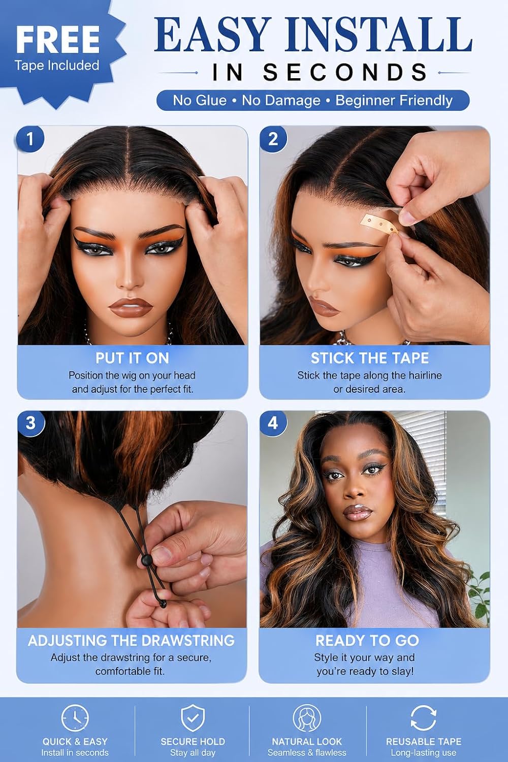 26 inch 7x6 Glueless Wigs Human Hair Pre Plucked Pre Cut 1B/30 Body Wave | Ombre Lace Front Wig Human Hair 180% density.pre-plucked & pre-cut. Glueless Wear & Go. Adjustable drawstring. Silky & soft