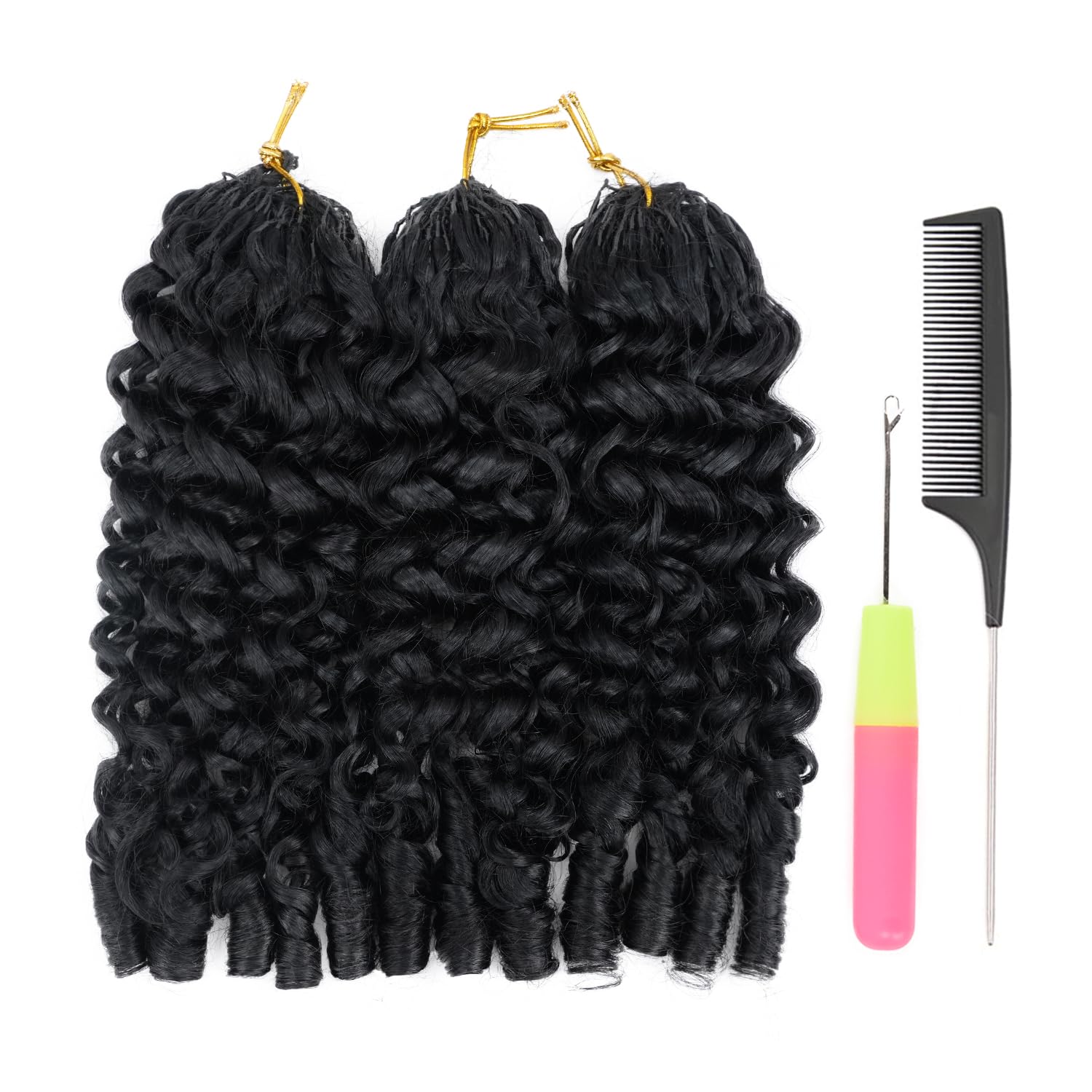 LOVENEA Burmese Curly Crochet Human Hair for Black Women 18 Inch 150g | Pre-Separated Miracle Knots. Invisible Knotless. 100% Virgin Human Hair. Soft Natural Black. Reusable Feather Hair Extensions