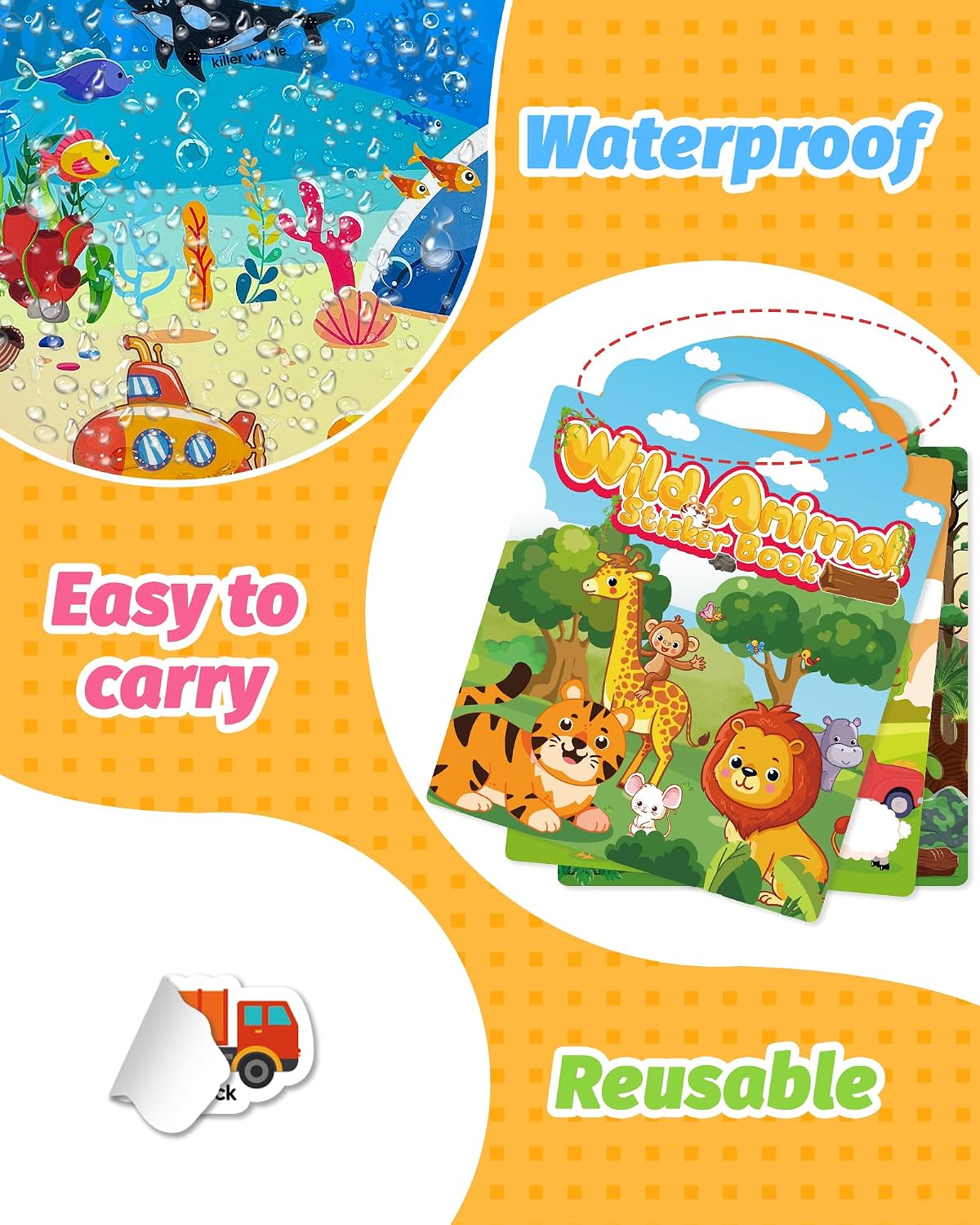 Walenced Reusable Sticker Book for Toddlers. Stickers for Kids. Travel Toys | Toddler Toys. Birthday Gifts for Boys Girls. Airplane Travel & Road Trip Essentials Kids. Toddler Activity Crafts. Mess-Free