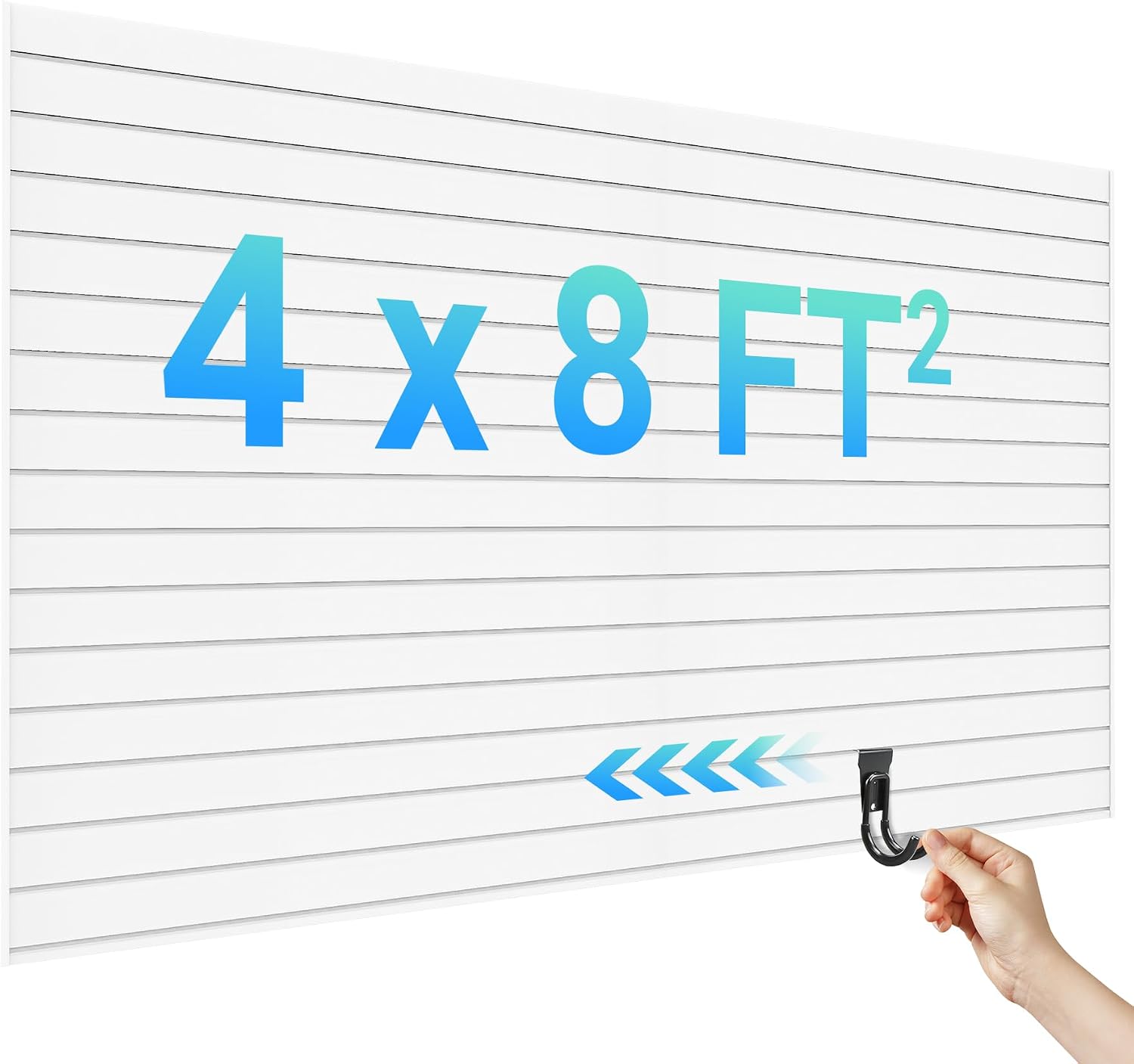 Ezlaino Slatwall 4 FT x 8 FT. PVC Slat Wall Paneling Garage Wall Organizer | Upgraded & Thickened for Long-Lasting Durability. Compatible with Slatwall Accessories. For Garage Storage & Display. White