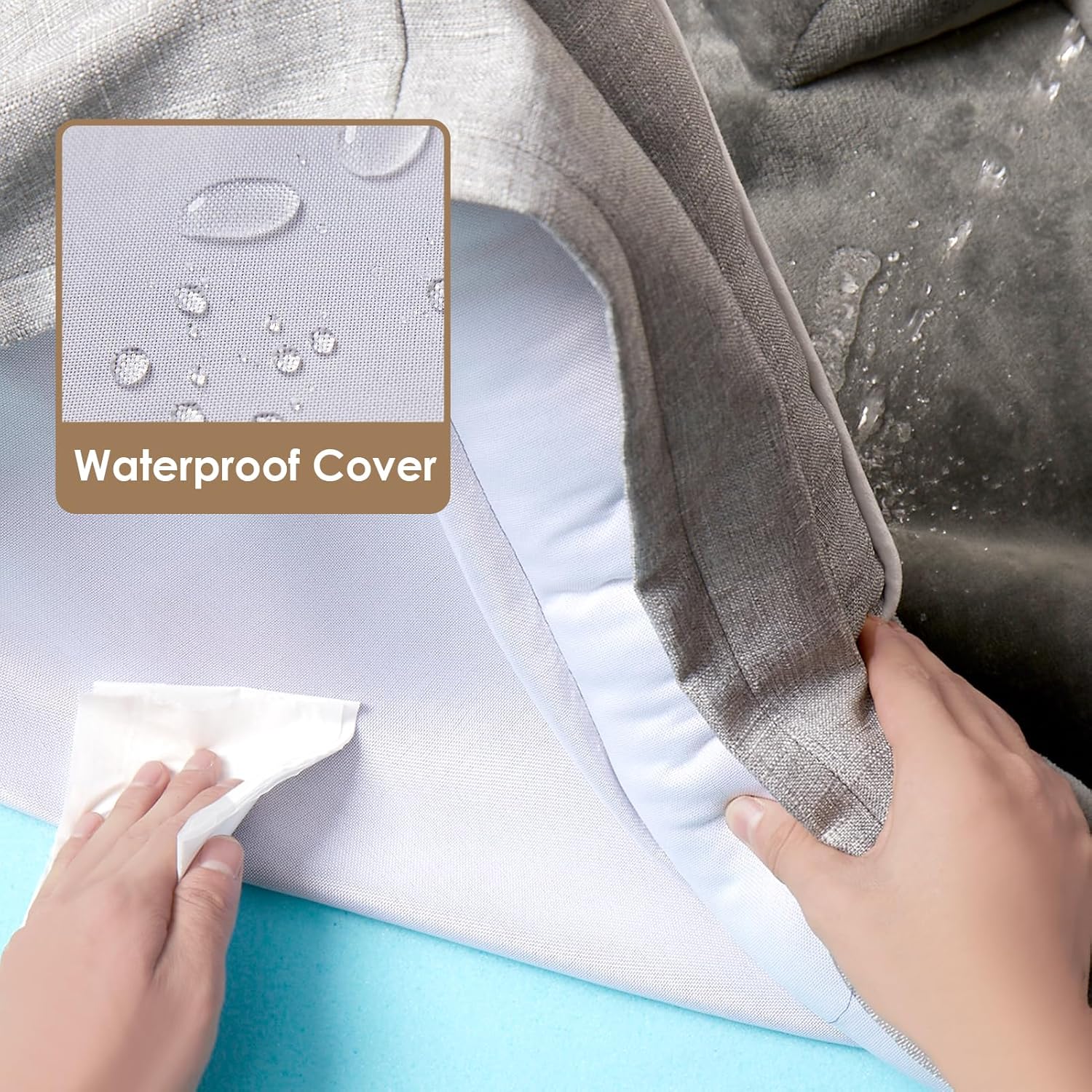 EHEYCIGA Orthopedic Extra Large Dog Bed. Waterproof Washable XL Pet Bed 44 | Non-Slip Bottom and Egg-Crate Polyurethane Foam Big Dog Couch Bed with Washable Removable Cover. Grey