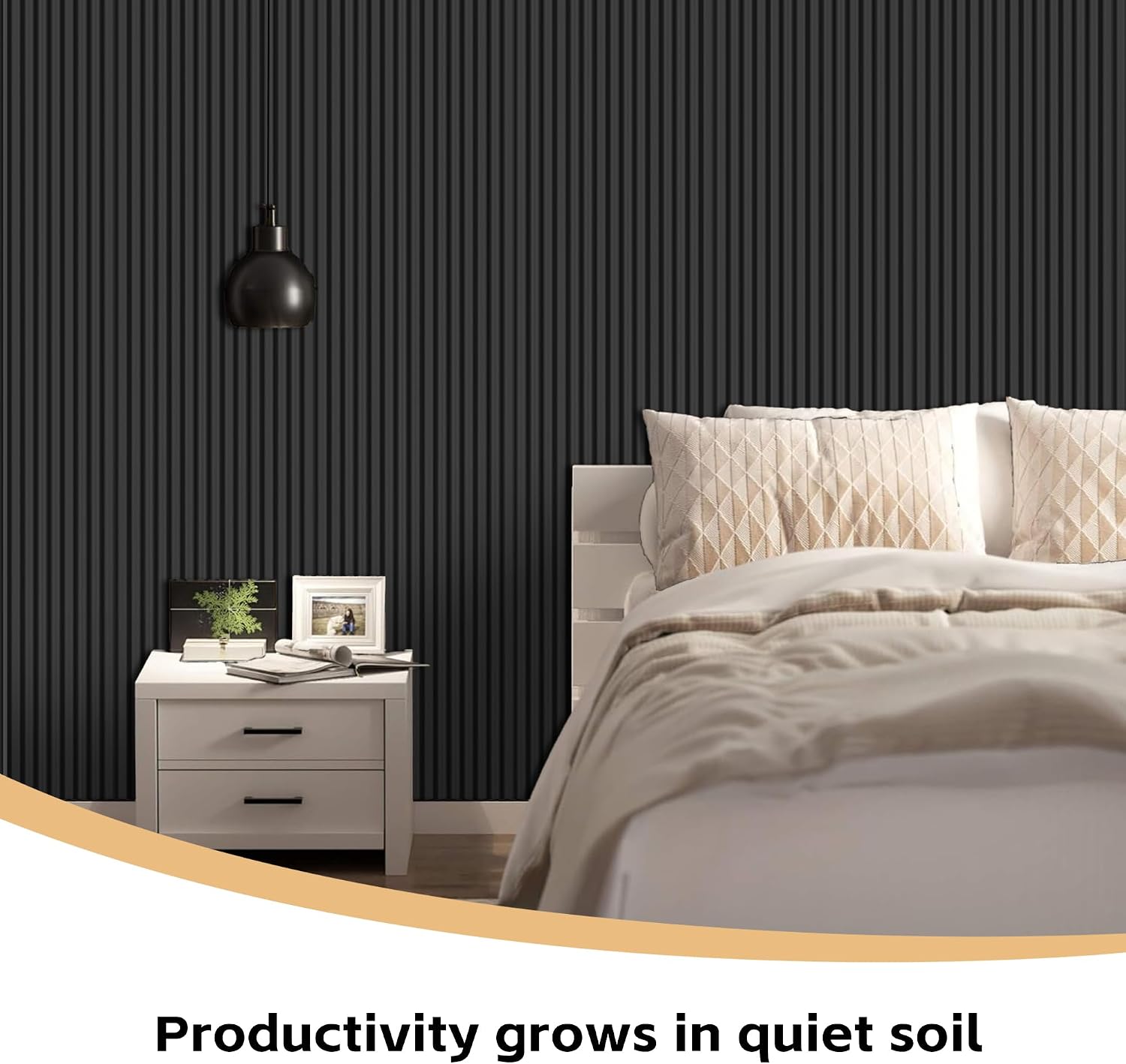 RITOLLO Wood Panels for Wall. 106.3 × 11 Wood Slat Acoustic Panels for Wall. Soundproof Panels. 3D Fluted Panels for Interior Wall Decor Matte Black-106.3×11(2pcs