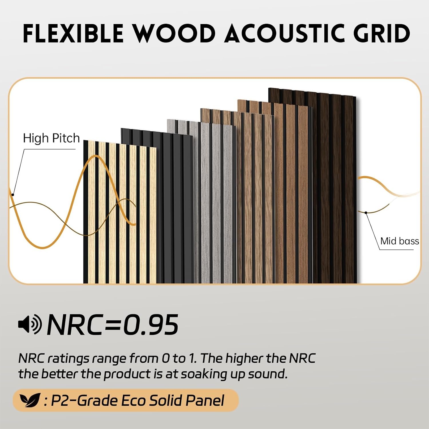 RITOLLO Wood Panels for Wall. 106.3 × 11 Wood Slat Acoustic Panels for Wall. Soundproof Panels. 3D Fluted Panels for Interior Wall Decor Matte Black-106.3×11(2pcs
