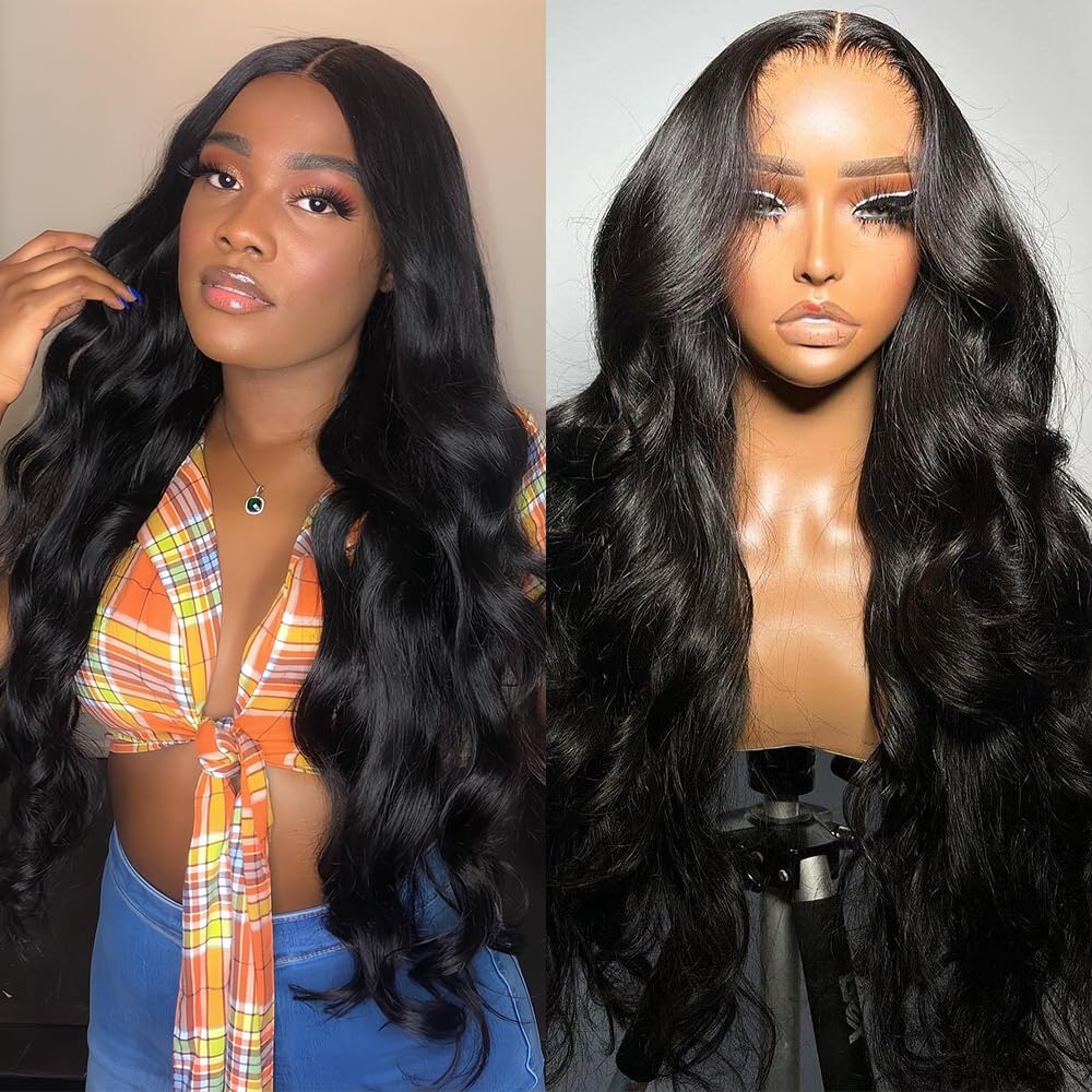 Body Wave Lace Front Wigs Human Hair 13x6 Lace Frontal Wigs for Black Women | 30 inch Human Hair Wigs 180 Density 13x6 Body Wave Wig HD Transparent Lace Glueless Wig Pre Plucked Human Hair Lace Front Wig