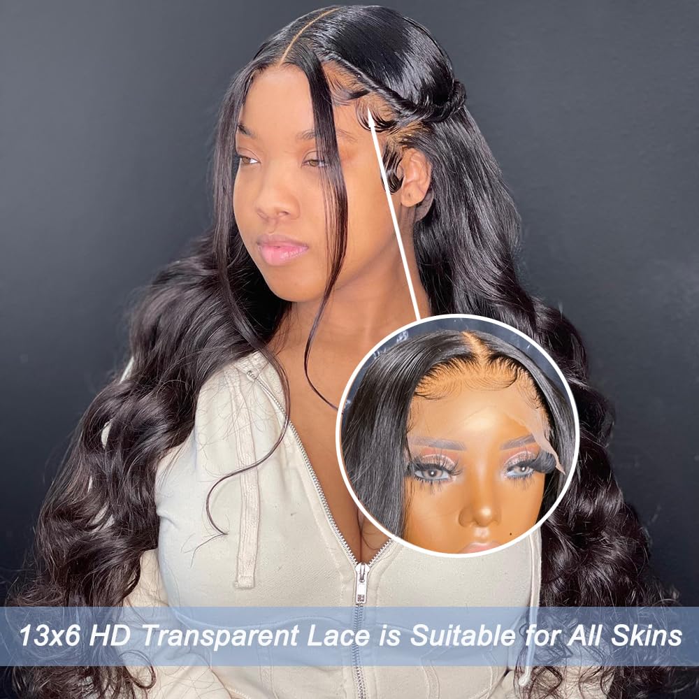 Body Wave Lace Front Wigs Human Hair 13x6 Lace Frontal Wigs for Black Women | 30 inch Human Hair Wigs 180 Density 13x6 Body Wave Wig HD Transparent Lace Glueless Wig Pre Plucked Human Hair Lace Front Wig