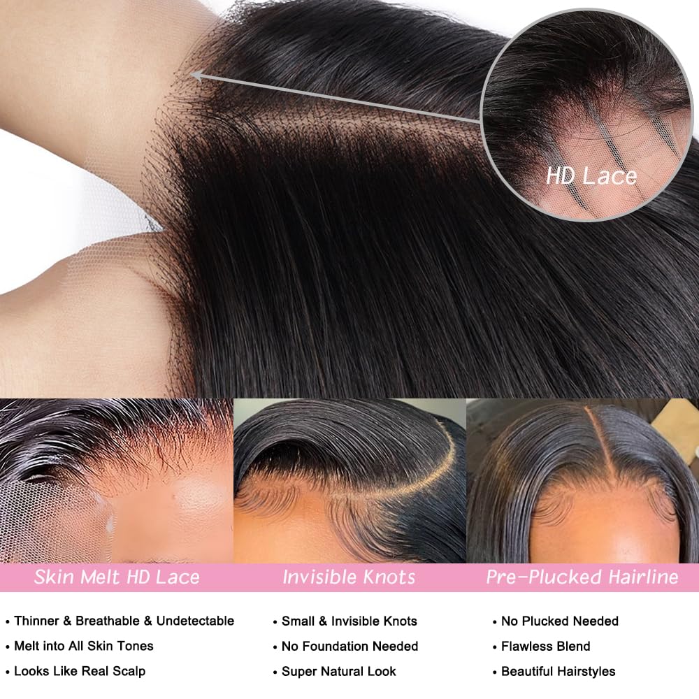 Body Wave Lace Front Wigs Human Hair 13x6 Lace Frontal Wigs for Black Women | 30 inch Human Hair Wigs 180 Density 13x6 Body Wave Wig HD Transparent Lace Glueless Wig Pre Plucked Human Hair Lace Front Wig