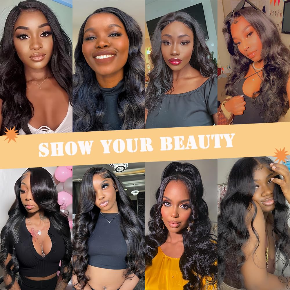 Body Wave Lace Front Wigs Human Hair 13x6 Lace Frontal Wigs for Black Women | 30 inch Human Hair Wigs 180 Density 13x6 Body Wave Wig HD Transparent Lace Glueless Wig Pre Plucked Human Hair Lace Front Wig