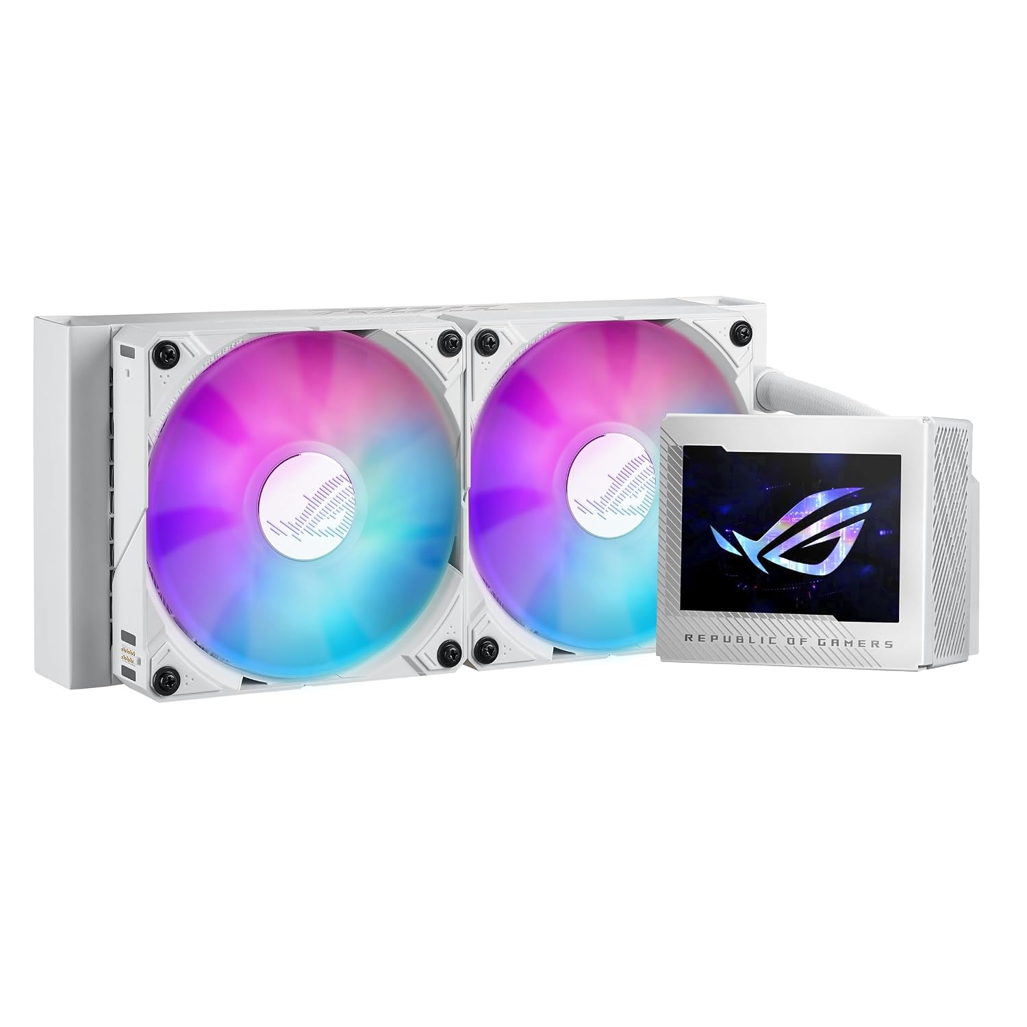 ASUS ROG Ryujin III 240 ARGB WHT All-in-one Liquid CPU Cooler with 240mm Radiator. Asetek 8th gen Pump. 2X Magnetic 120mm ARGB Fans (Daisy Chain Design). 3.5 LCD Display..White. 6 Year Warranty