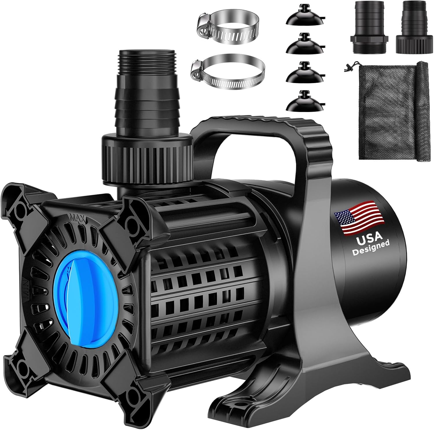 OYO Water Pond Pump. 8500 GPH Adjustable Flow Submersible Water Pump with Filter Bag. Copper Motor. IPX8 Waterproof for Outdoor Koi Pond. Fountain. Waterfall. Hydroponics