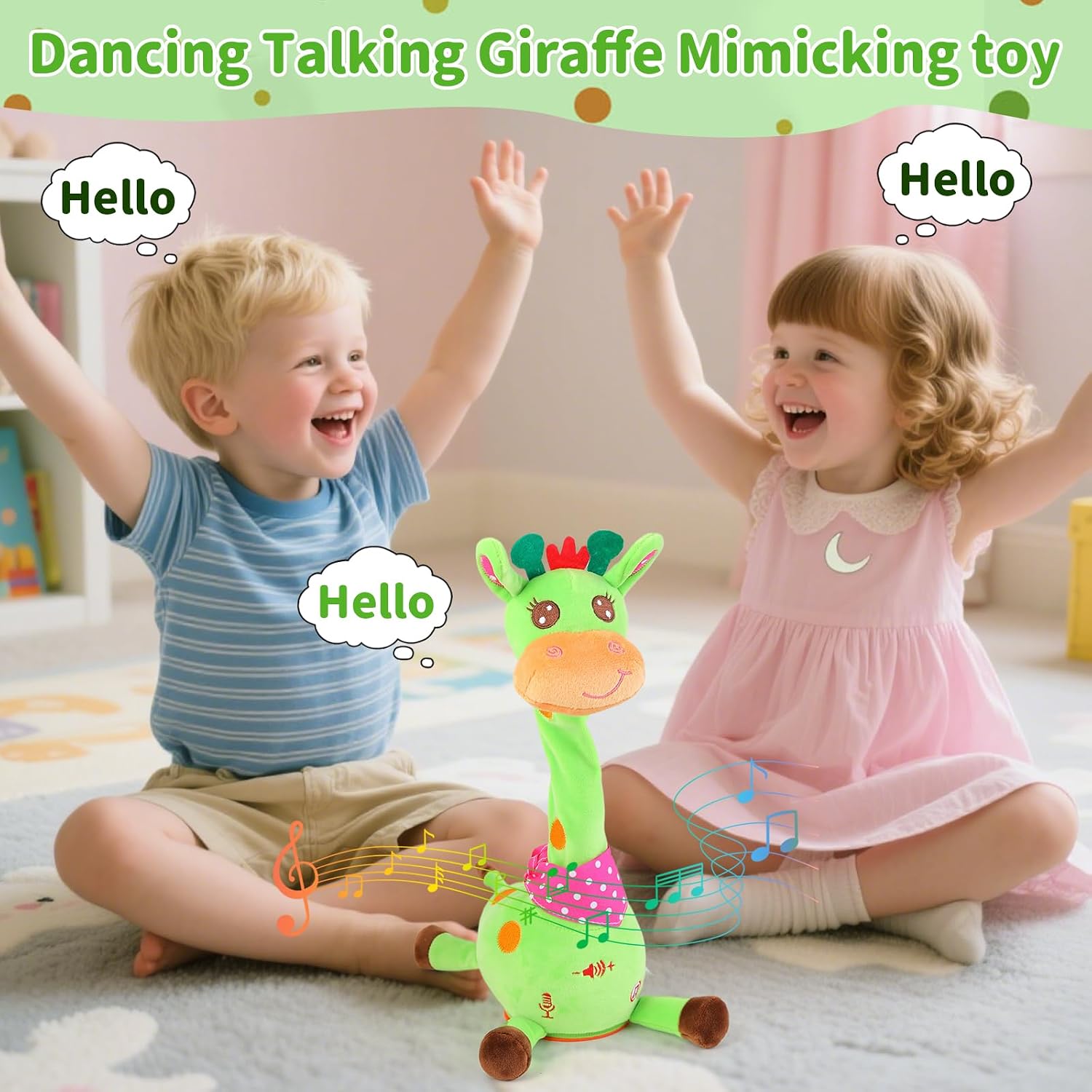 Emoin Talking Giraffe Baby Toy for Baby Toddler. Dancing Giraffe Toy Singing Mimicking Recording Repeating What You Say with LED English Sing for Boys Girls Gift. 15 Second Recorde | Mimicking Repeating What You Say. LED Flashing Plush Giraffe Gift for Boys Girls