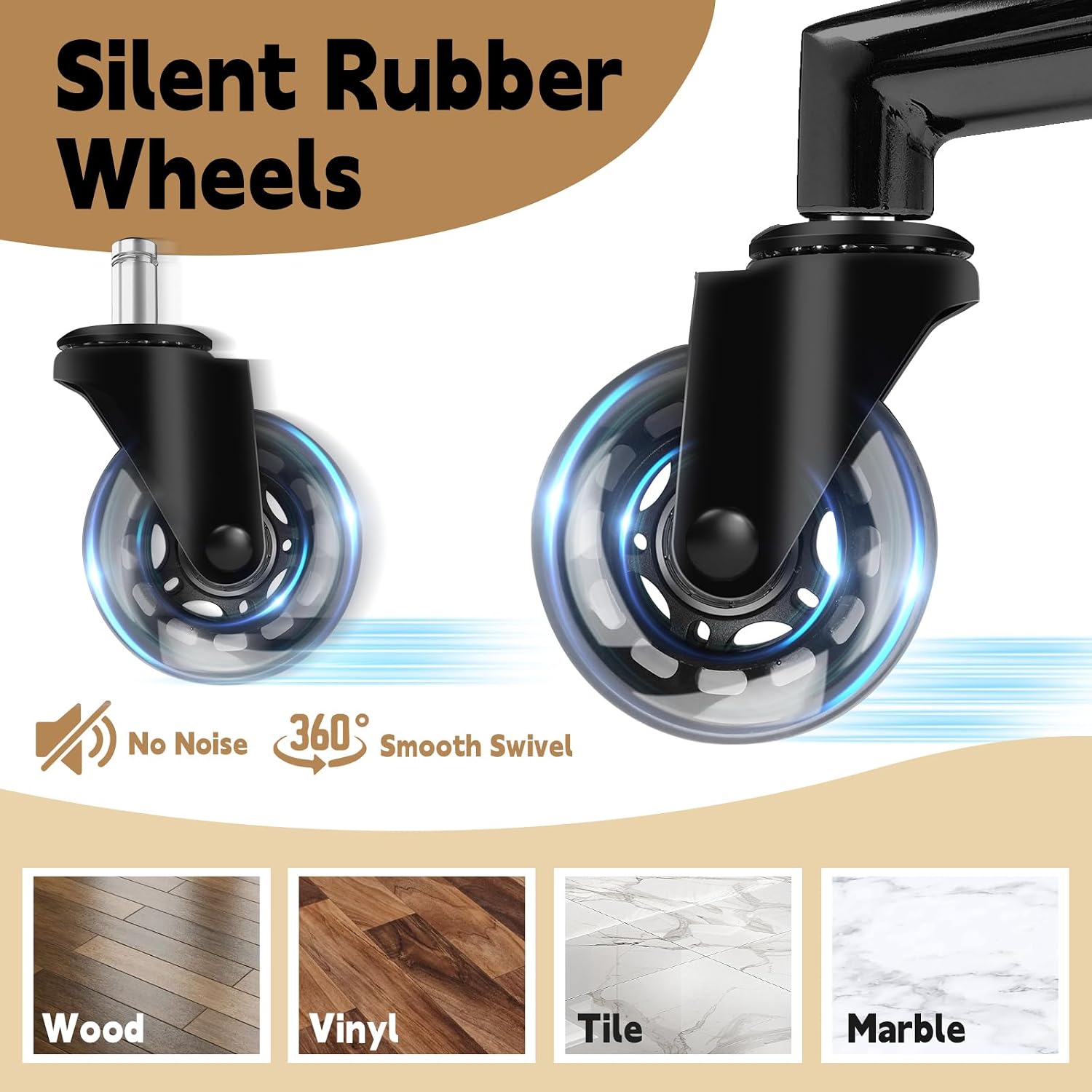YEEZEE Rolling Stool Heavy Duty 450lb. Adjustable Stool with Wheels. Black1 | Reinforced with Golden Alloy Steel. Super Soft Thick Cushion. 360° Swivel. Smooth Rolling NO Noises. for Massage Tattoo Spa