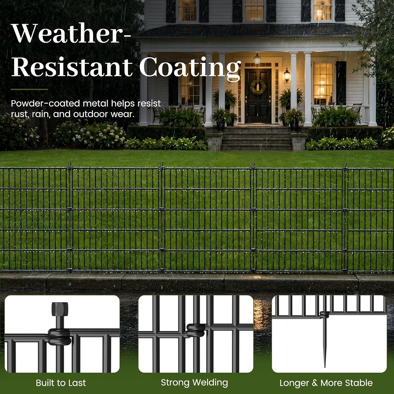 No Dig Garden Fence Outdoor for Yard. 48in (H) x 11.8ft(L) | 5 Panels Animal Barrier Fence. Rustproof Metal Temporary Dog Fence. Decorative Fencing for Patio. Flower Bed