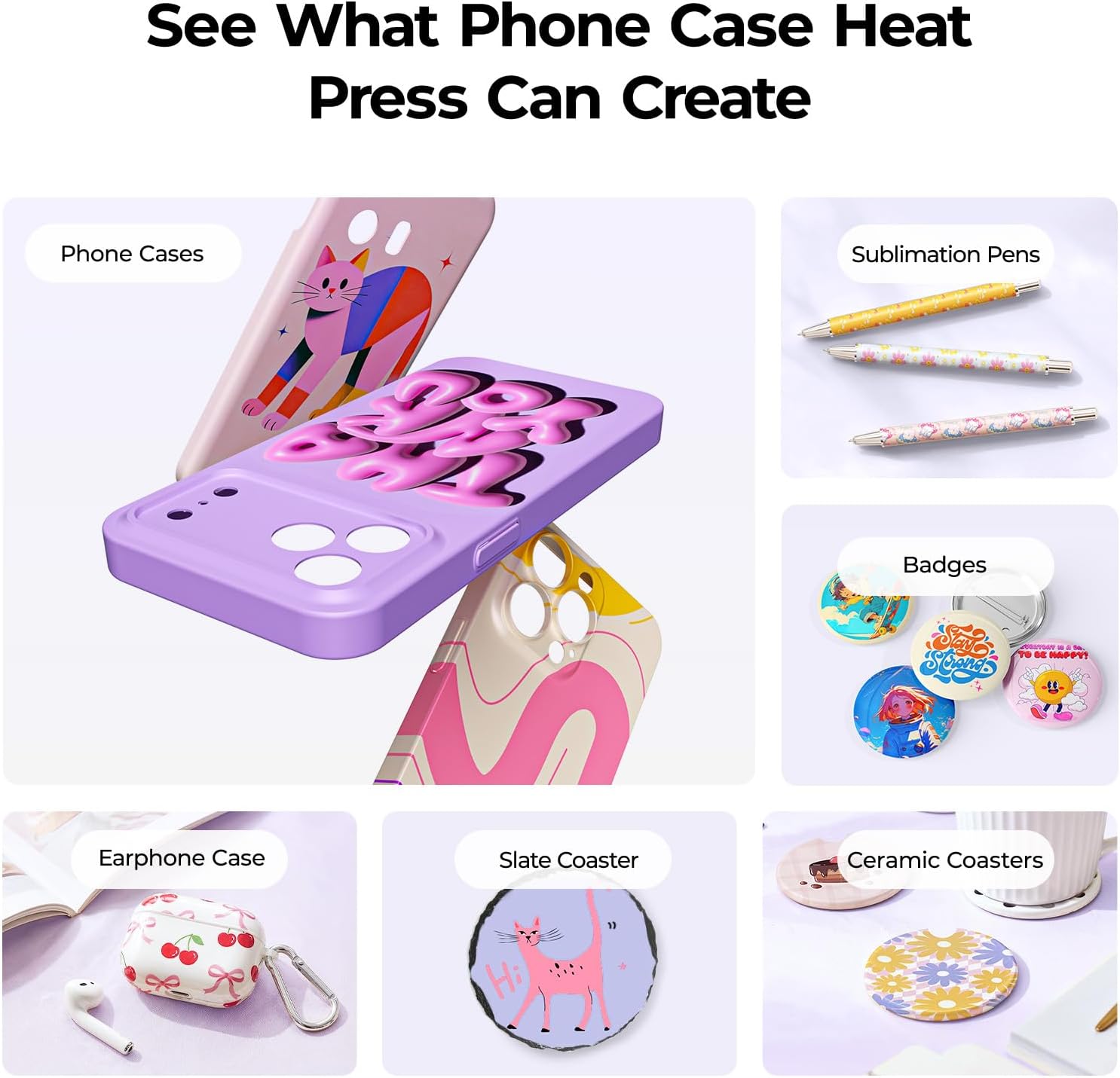 HTVRONT H17 Phone Case Heat Press -3D Vacuum Sublimation for iPhone Case | Full-Wrap Bubble-Free Edge Transfer