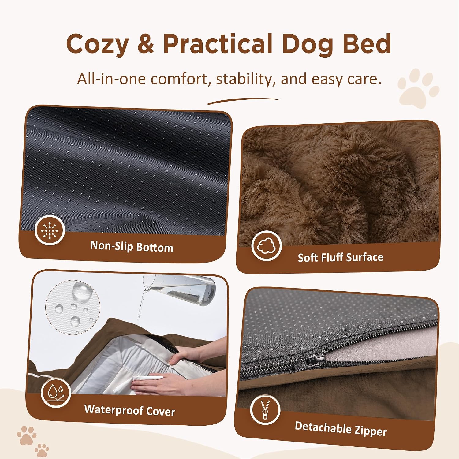 Comfort Expression Waterproof Orthopedic Dog Bed for Medium Size Dog | Supportive Egg Crate Foam Medium Pet Bed with Removable Bolster. Dog Couch with Washable Cover & Non-Slip Bottom. 28x19 Inch