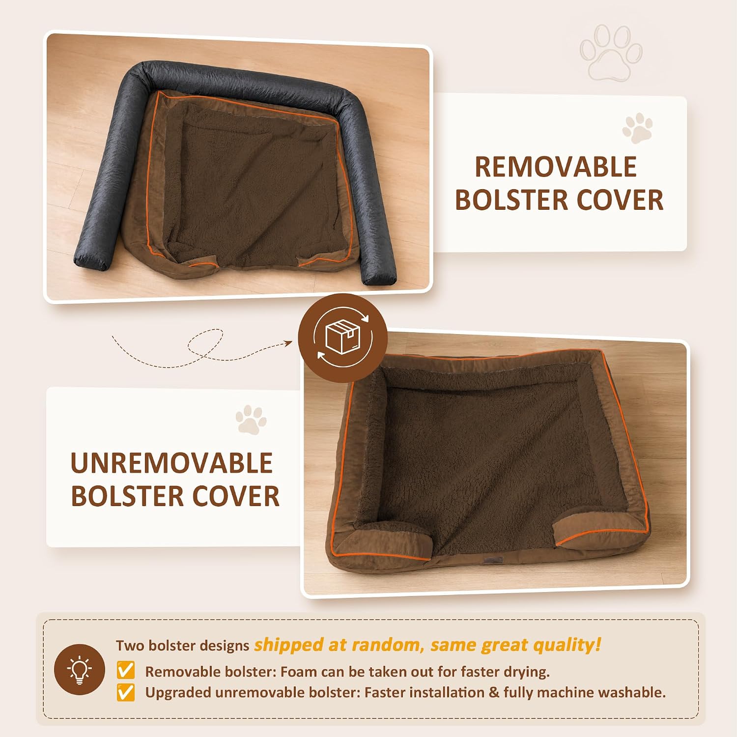 Comfort Expression Waterproof Orthopedic Dog Bed for Medium Size Dog | Supportive Egg Crate Foam Medium Pet Bed with Removable Bolster. Dog Couch with Washable Cover & Non-Slip Bottom. 28x19 Inch