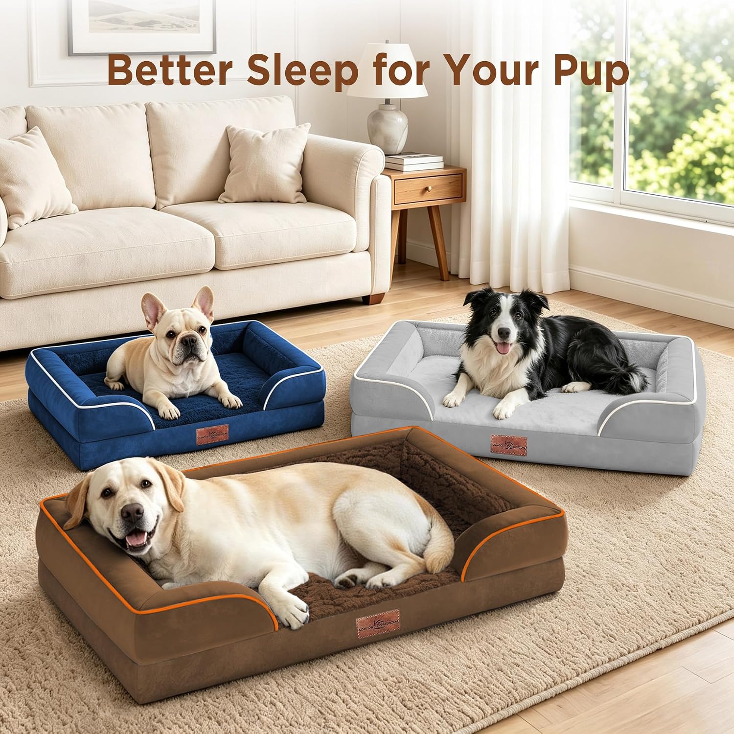 Comfort Expression Waterproof Orthopedic Dog Bed for Medium Size Dog | Supportive Egg Crate Foam Medium Pet Bed with Removable Bolster. Dog Couch with Washable Cover & Non-Slip Bottom. 28x19 Inch
