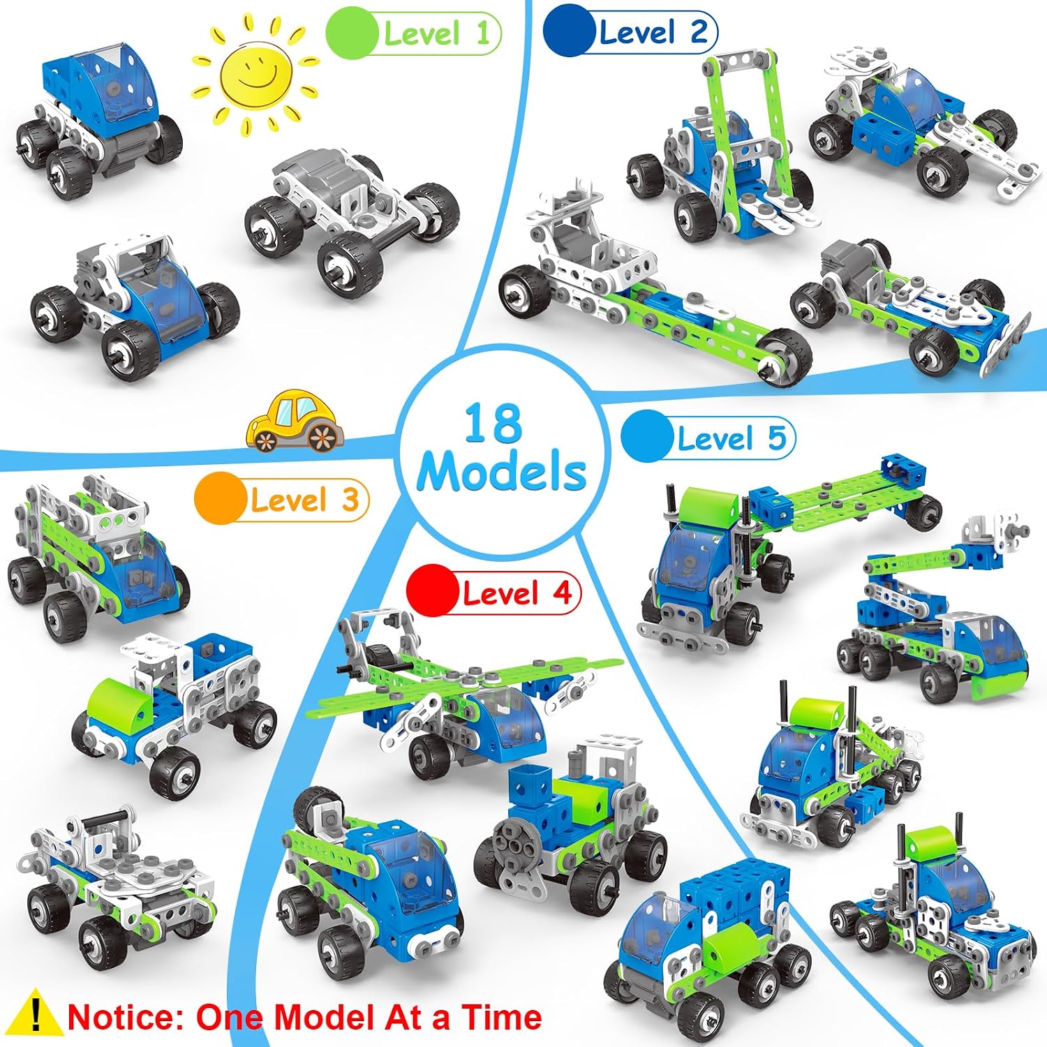 18 in 1 Educational STEM Toy for 4 5 6 7 8+ Year Old Boy Girl Birthday Gift | Building Toys Stem Activities for Kids Ages 4-8 5-7 6-8 Build and Play Construction Toy for Boys 4-6 8-10 (Pull Back Cars)