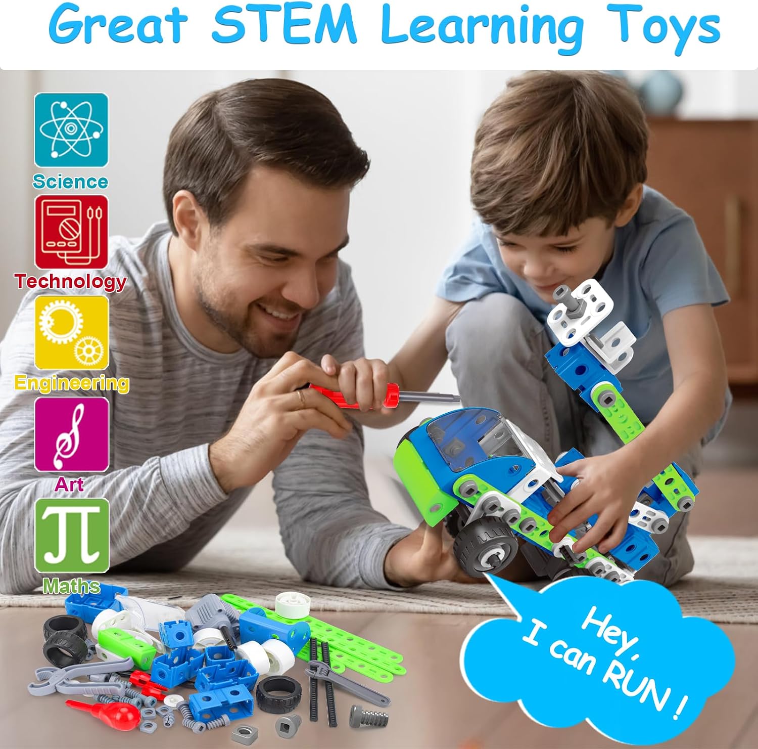 18 in 1 Educational STEM Toy for 4 5 6 7 8+ Year Old Boy Girl Birthday Gift | Building Toys Stem Activities for Kids Ages 4-8 5-7 6-8 Build and Play Construction Toy for Boys 4-6 8-10 (Pull Back Cars)