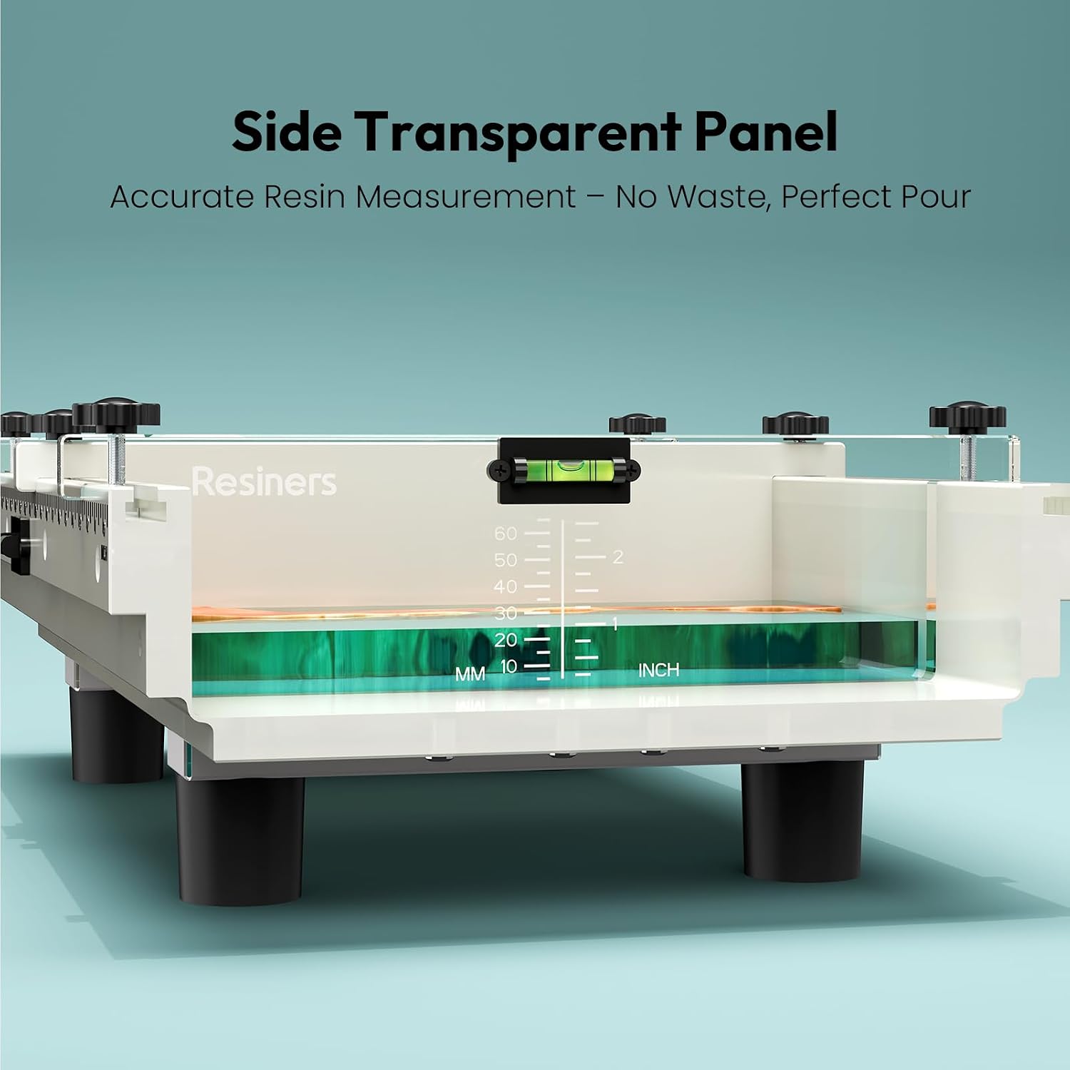 Resiners River Table Epoxy Mold. 24x12x3in with Adjustable Divider. 2 Pack | Dual-Casting Design. Adjustable Size. Transparent Depth Board. Built-in Bubble Levels and Clamp System for Precise Casting