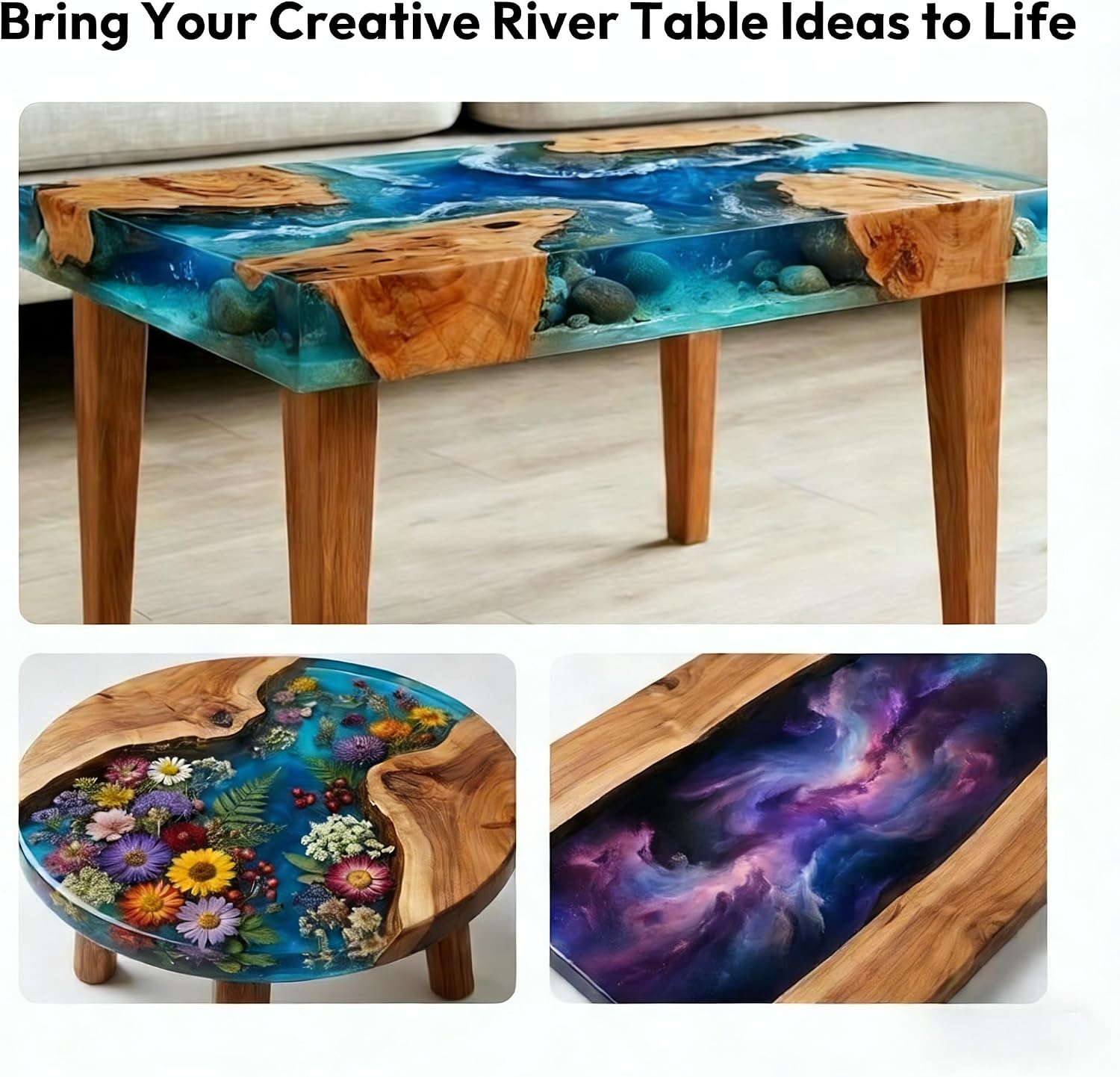 Resiners River Table Epoxy Mold. 24x12x3in with Adjustable Divider. 2 Pack | Dual-Casting Design. Adjustable Size. Transparent Depth Board. Built-in Bubble Levels and Clamp System for Precise Casting