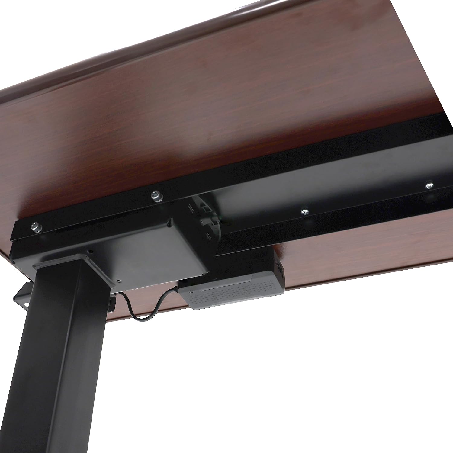 Vaunn Medical Electric Overbed Table Bedside Height Adjustable Table with Wheels (Electric-Powered. Hospital and Home Use) - Brown (Organic Modern)