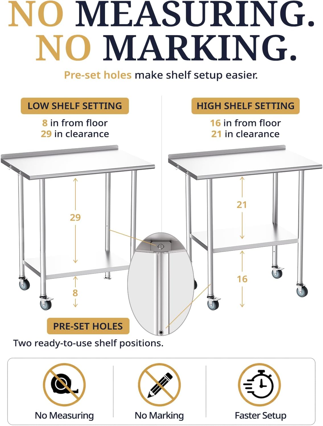 Atelicf NSF Stainless Steel Prep Table 24X36 inch. Backsplash & Casters | Mobile commercial-grade table for restaurants. kitchens. food trucks. breweries. bars. garages. and BBQ