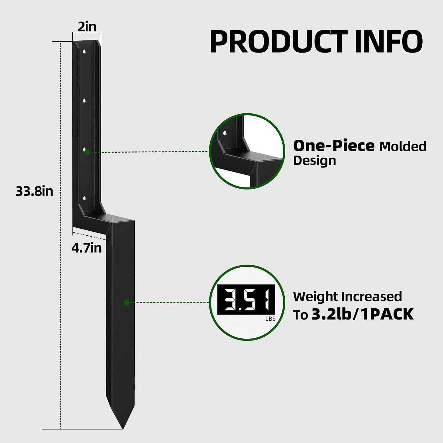 8PCS Fence Post Repair Kit. Heavy Duty Fence Posts Repair Stakes for Fix Wooden Broken Posts. Repair Tilted (8. Black)