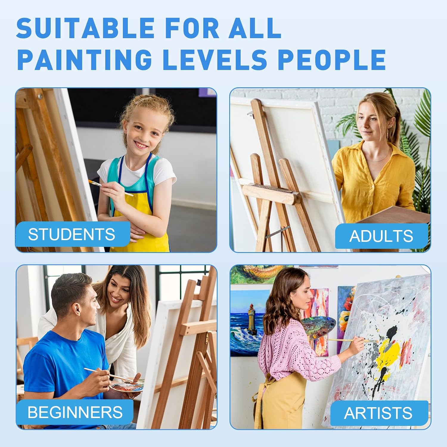 FUMILE Canvas for Painting 30x40. 4 Pack Large Stretched Canvas for Painting-5/8 in Profile Primed White Blank Painting Canvas Value Pack for Oil & Acrylic Paint