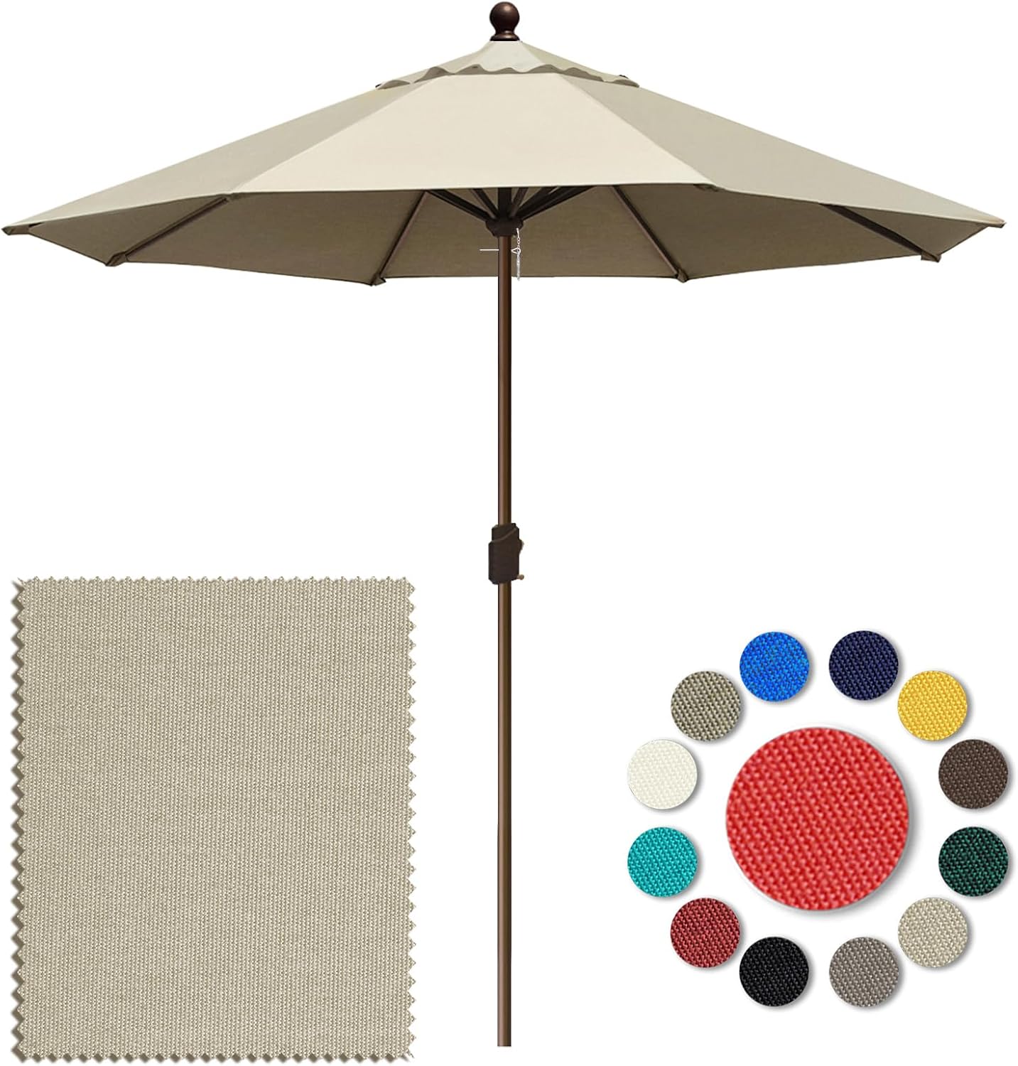 Eurmax USA 10-Year-Non-Fading 10FT Outdoor Patio Market Umbrella.UPF50+ UV Resistant Sun Shade.Heavy Duty Commercial Grade.Crank Lift Design.Windproof Vented Top for Garden.Pool.Deck.Antique Beige