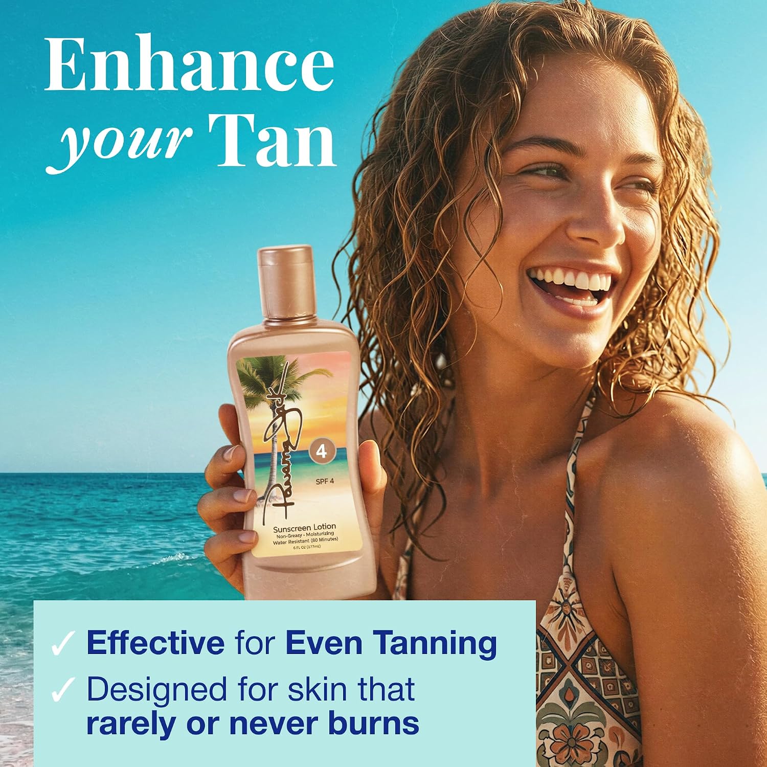 Panama Jack Sunscreen Tanning Lotion - SPF 4. PABA. Paraben. Gluten & Cruelty Free. Antioxidant Moisturizing Formula. 6 FL OZ (Pack of 12)