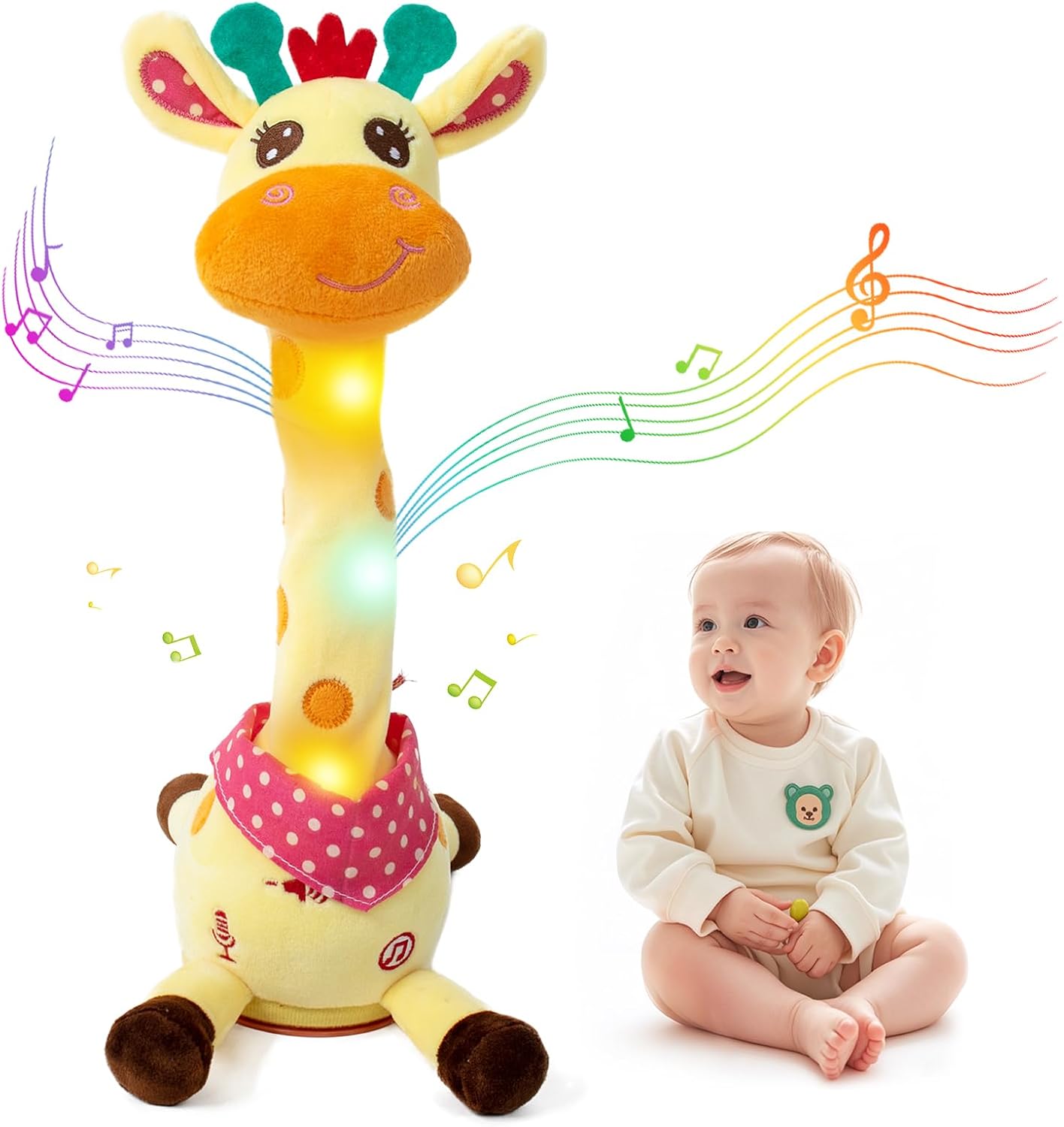 Emoin Dancing Giraffe Toy. Tanlking Giraffe Toys Musical Mimicking Toy. Singing 10 Pcs Songs for Baby Boys Girls. Repeating What You Say. Sing+Dancing+Recording+LED | Singing 10 Songs for Baby Boys Girls. Repeating What You Say. Dancing Recording LED