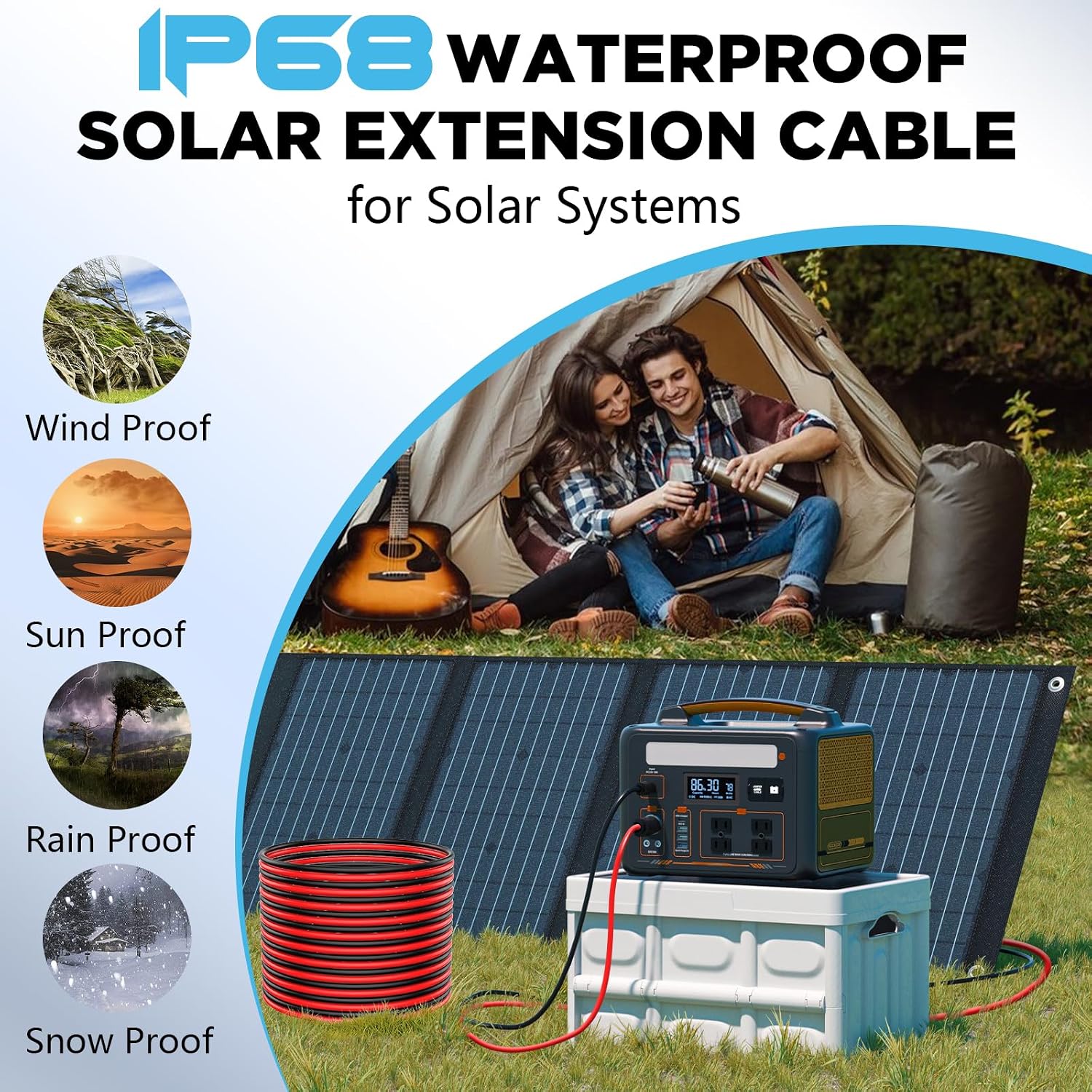 Hiutgowt 2x200Ft Solar Wire 10AWG. Solar Cables. Solar Extension Cable. 10 Gauge Tinned Copper PV Wire for Roofs RV Boat Automotive Camping Solar Panels Solar Chargers