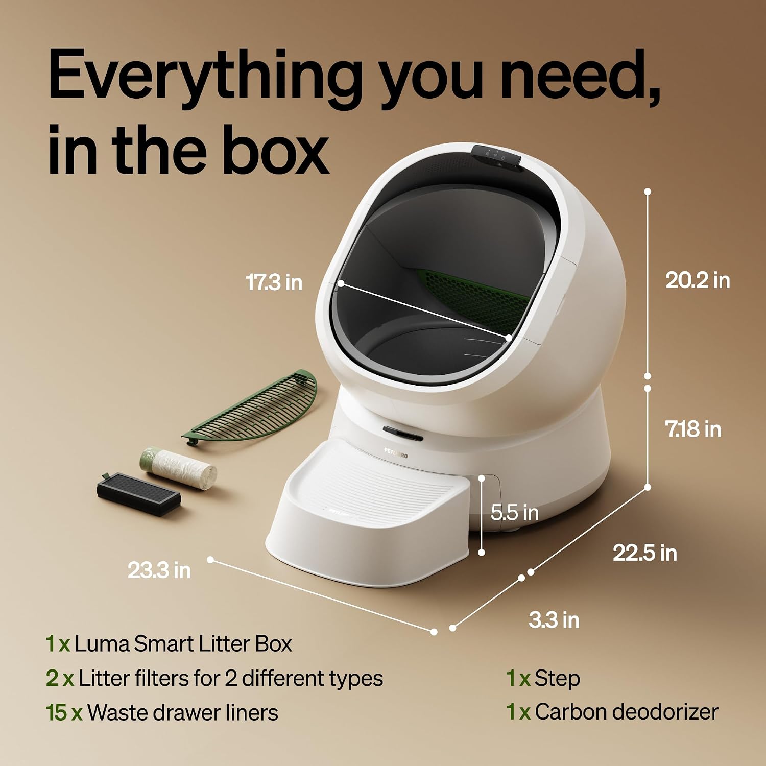 PETLIBRO Automatic Litter Box with AI-Camera Waste Analysis. Auto Odor-Control Self Cleaning Litter Box. Large Open-Top Luma Smart Litterbox with Multi-Cats Recognition. Usage Tracking. Safety Sensors