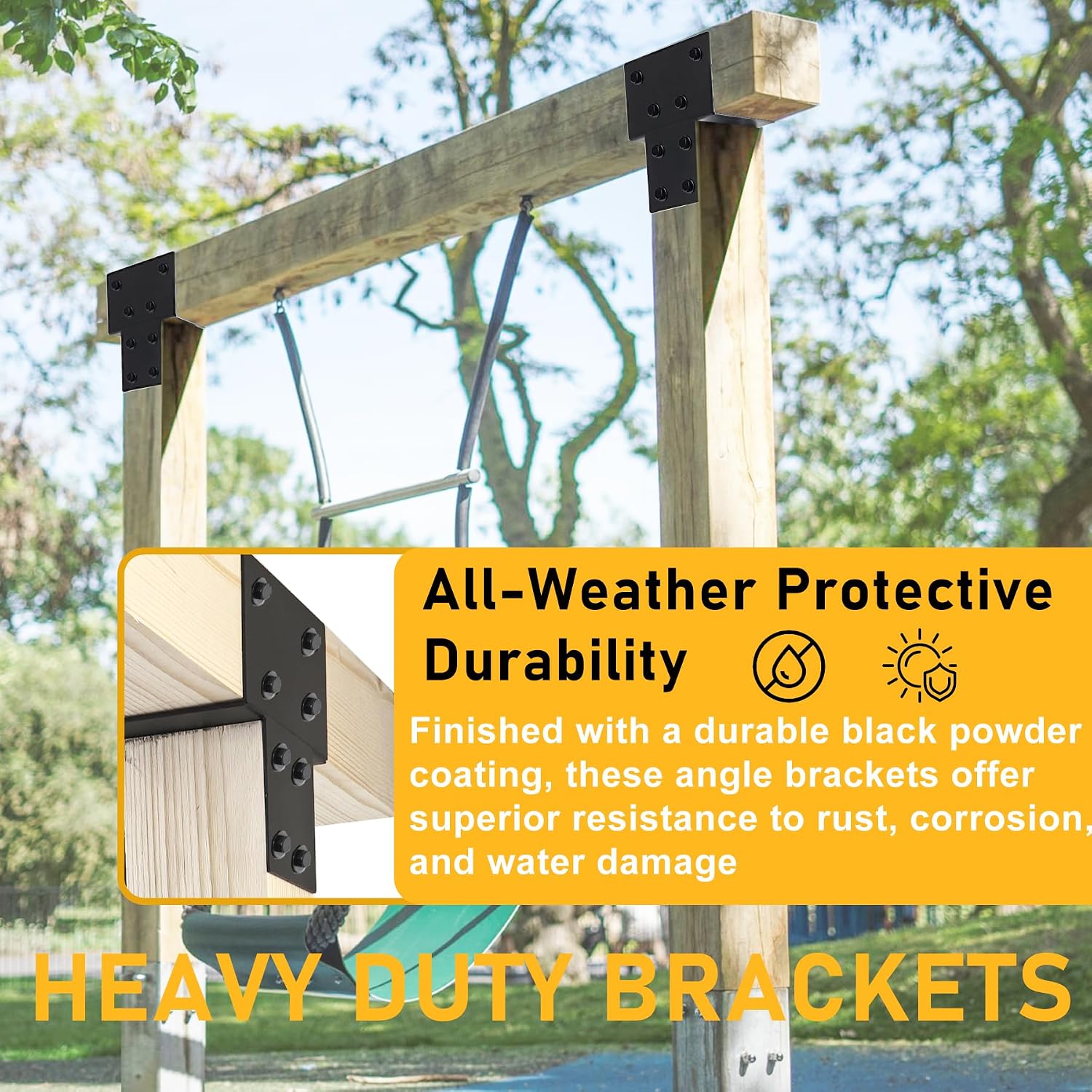 6x6 ( 5.5x5.5) Post Brackets Kit. 4 Pack Heavy-Duty Post Caps Tie Bracket | Brackets for Wood Posts Beam Support. Gazebo Pergola Deck Porch Wood Connections Steel Brackets