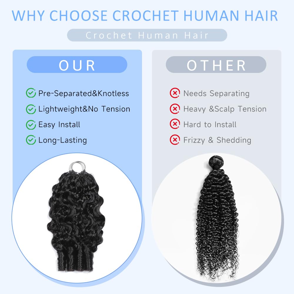 Crochet Human Hair 24 Inch 125g Burmese Curly Feather Human Hair Crochet