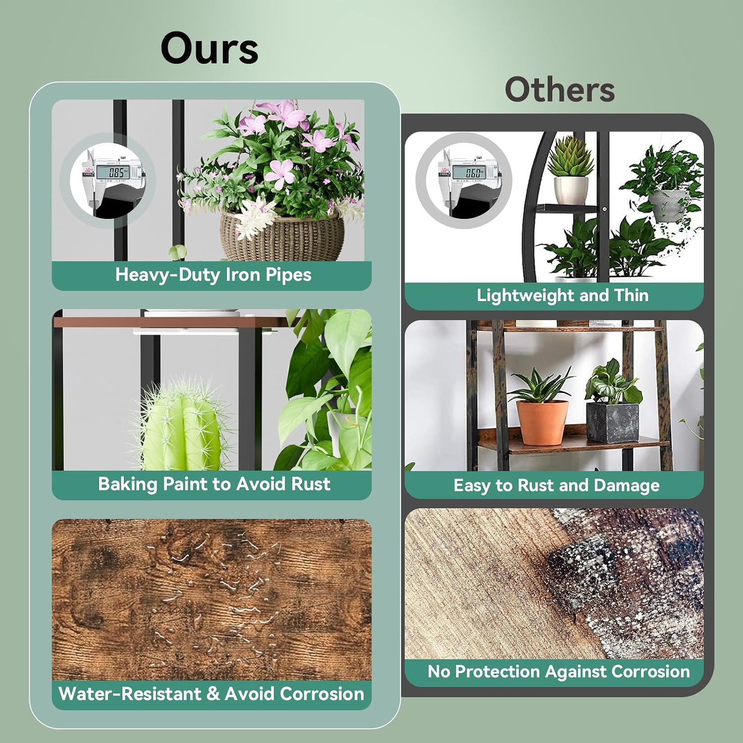 Plant Stand Indoor with Grow Lights 11 Tiered Wood Indoor Plant Shelf 62 Tall Plant Stand Metal Frame for Indoor Plants Multiple Flower Pot Holder. Large Plant Rack for Living Room Patio Corner