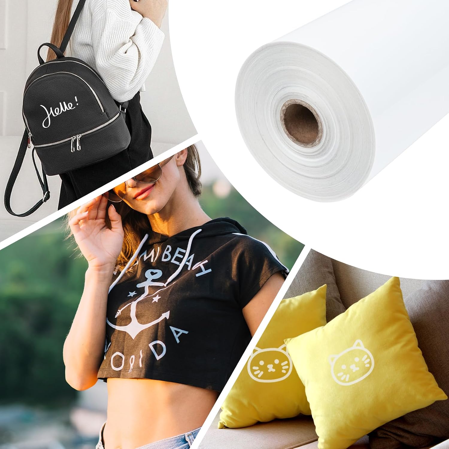 VinylRus Heat Transfer Vinyl-12 x 100ft White Iron on Vinyl Roll for Shirts. HTV Vinyl for Silhouette Cameo.Easy to Cut & Weed