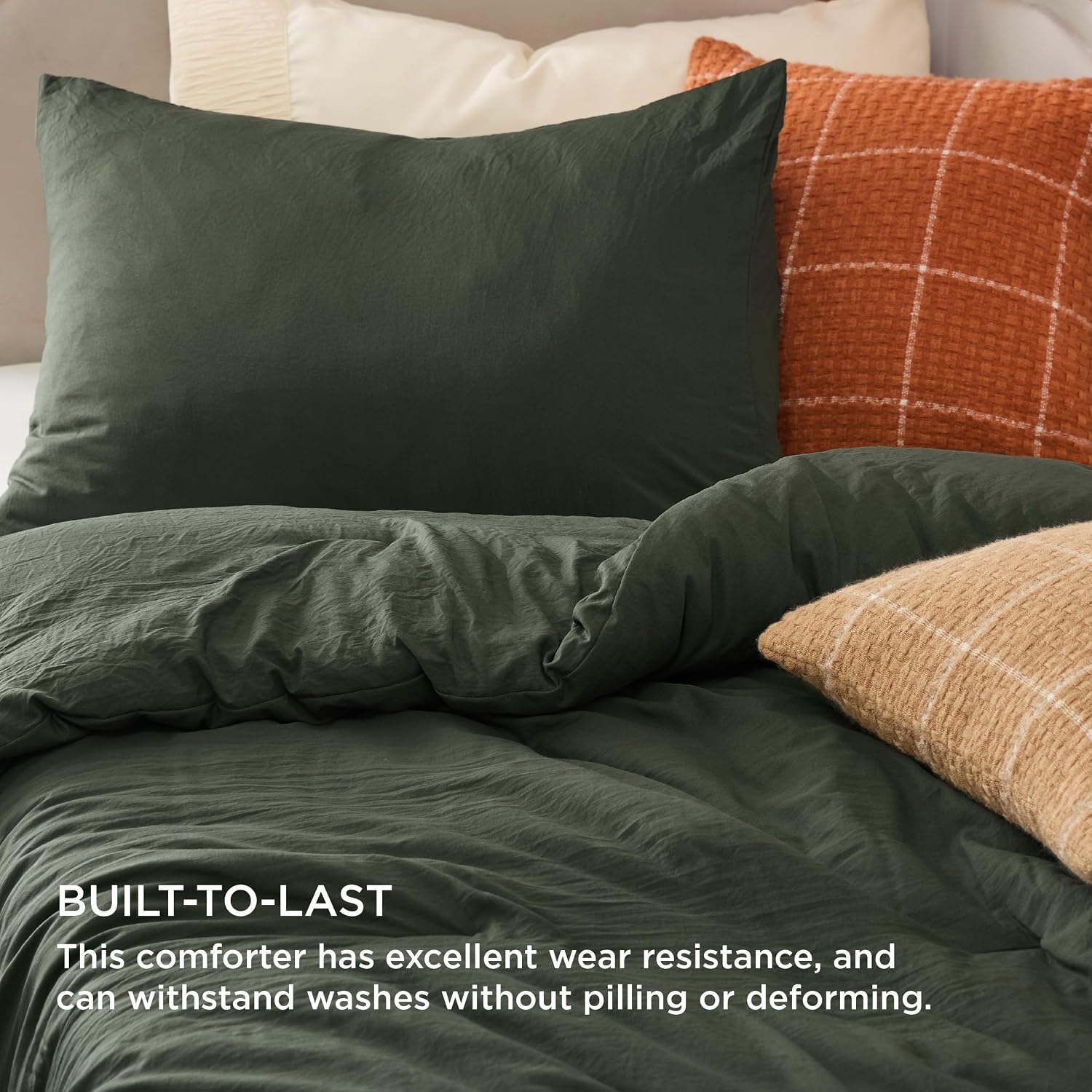 Bedsure Twin/Twin XL Comforter Set. Dark Green Soft Prewashed Bedding for All Seasons. 2 Pieces GentleSoft™ Bed Set. 1 Lightweight Comforter (68x88) and 1 Pillowcase (20x26)