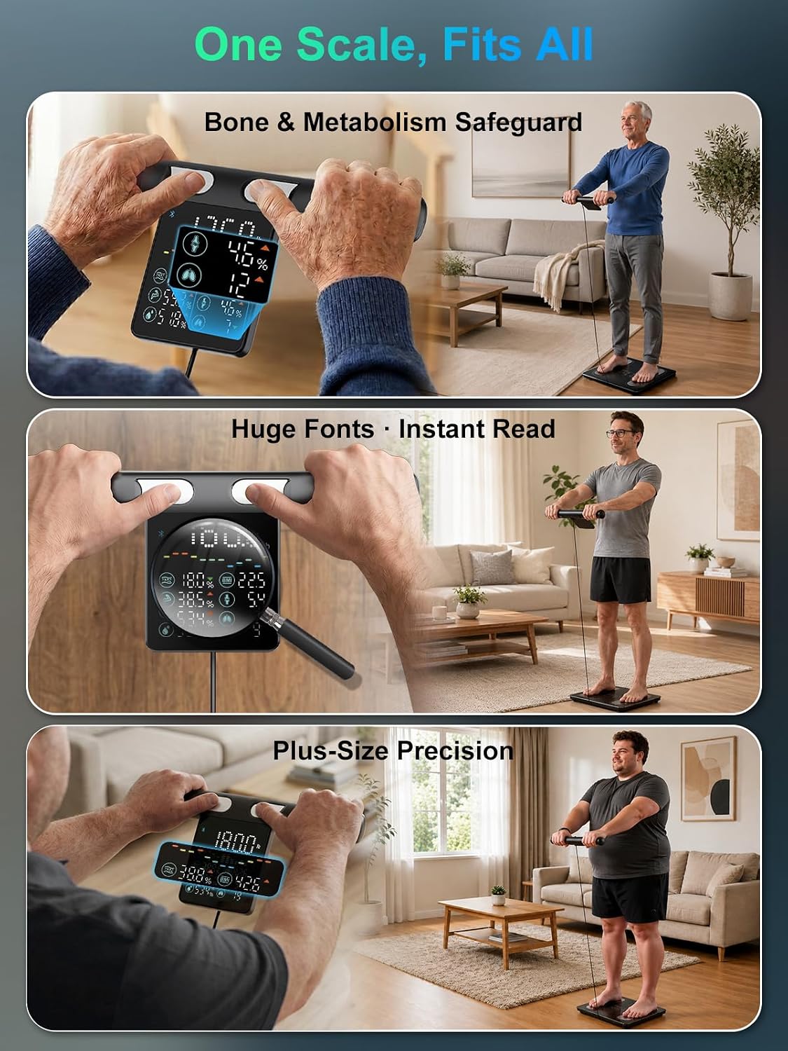 Arboleaf 8-Electrode Body Composition Scale with Handle Display. Black | Eye-level 5.3-inch Display. 50+ Body Metrics. Bluetooth App Sync. and 400 lb Capacity for Everyday Home Fitness Tracking
