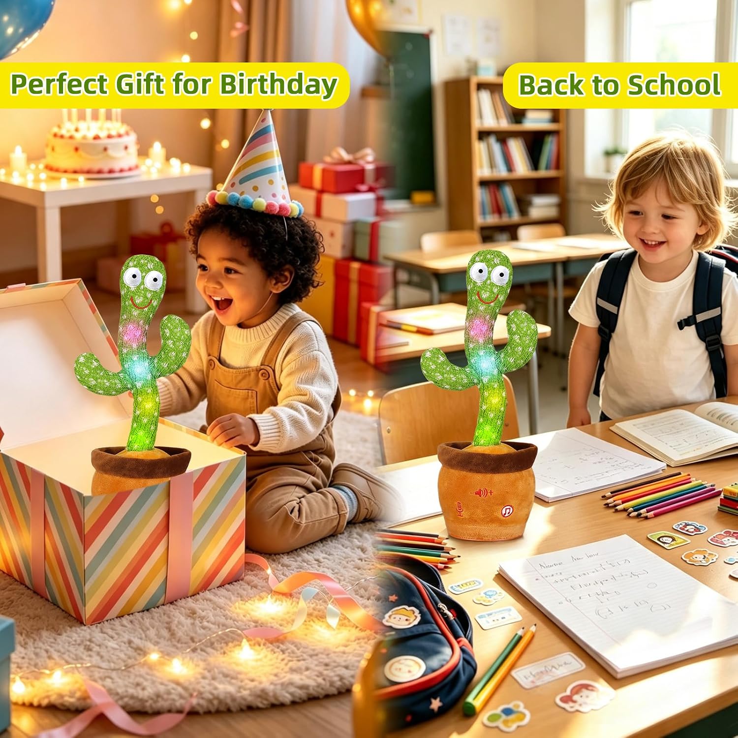 Emoin Talking Cactus Toy. Interactive Toys Dancing Cactus Toy Mimicking Repeating What You Say. Toddler Infant Baby Toys Gifts for 6 7 8 9 10 Month Old Baby Toys for 1 2 3 Year Old Boy Girl | Mimicking Repeating What You Say. Toddler Infant Baby Toy Gift for 1-3 Year Old Boys Girls