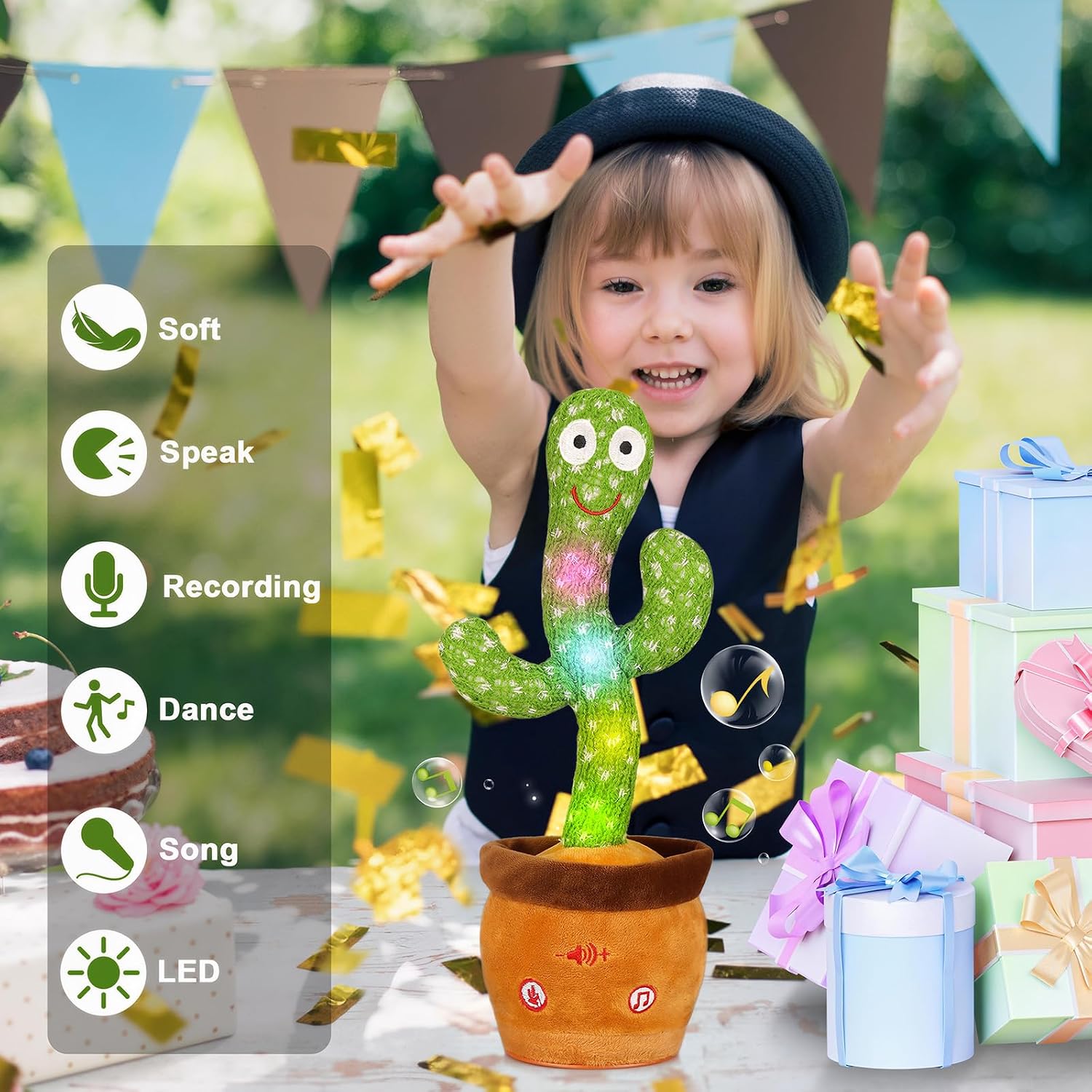 Emoin Talking Cactus Toy. Interactive Toys Dancing Cactus Toy Mimicking Repeating What You Say. Toddler Infant Baby Toys Gifts for 6 7 8 9 10 Month Old Baby Toys for 1 2 3 Year Old Boy Girl | Mimicking Repeating What You Say. Toddler Infant Baby Toy Gift for 1-3 Year Old Boys Girls