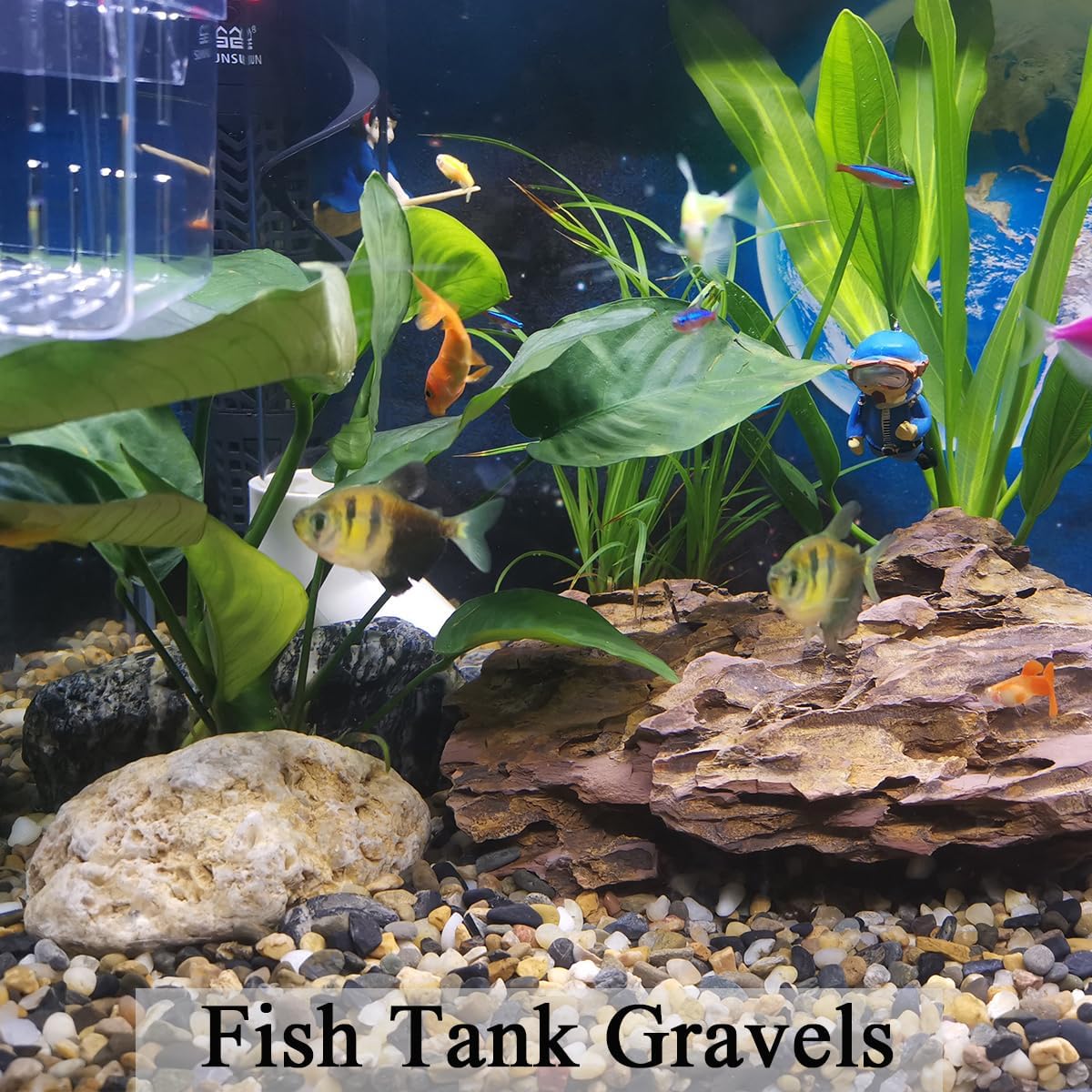 FANTIAN 40 lbs Aquarium Gravel. 1/4 Inch Fish Tank Pea Gravel | Gravel for Landscaping. Decorative River Rocks Stone for Freshwater Tanks. Outdoor Pond. Garden. Terrarium. Drainage