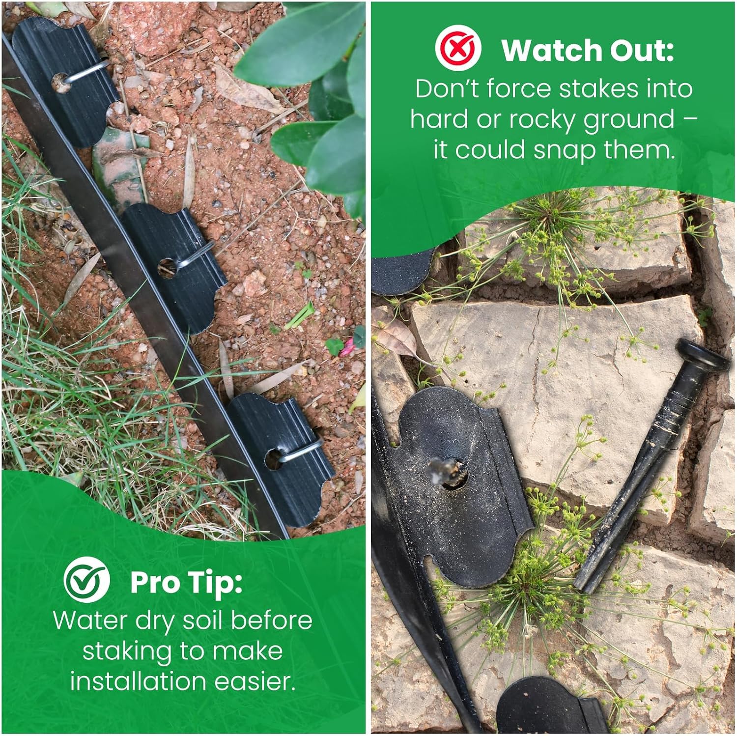 MIXC Garden Edging Border. 200FT (100FT 2Pack) 4 Inch Tall Plastic Landscape Edging with 300 U-Shaped Metal Stakes. More Stable and Flexible Tool-Free Lawn Border for Yard. Flower Bed & Landscaping